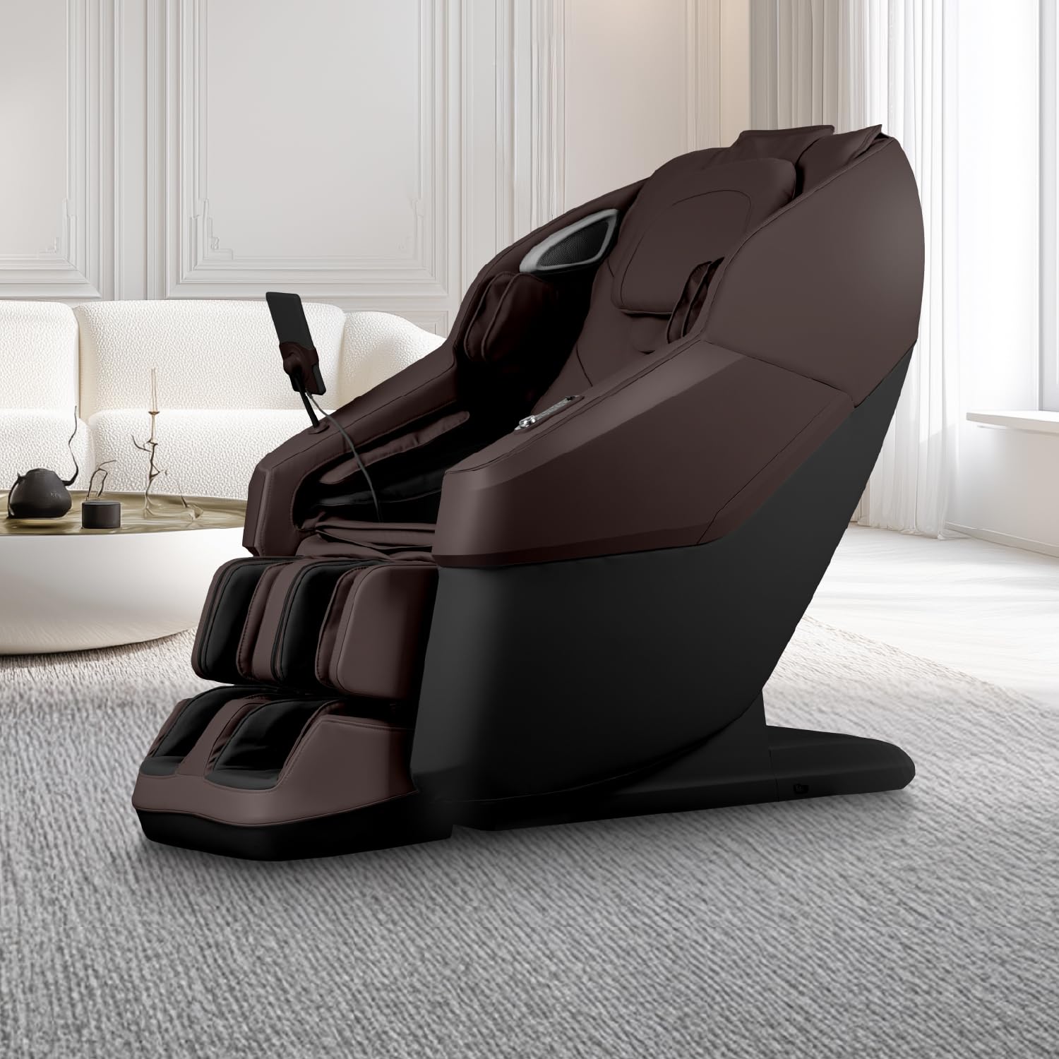 Titan Nido 3D l Full Body Massage Chair l AIR 3D Massage Mechanism l Rocking Motion Position l Voice Control l 2 Stage Zero Gravity Reclining l 7.5" Touchscreen Controller (Taupe) (RT5920)