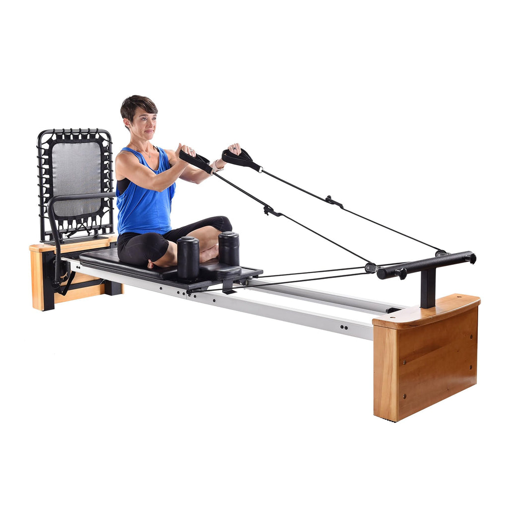 Stamina Products AeroPilates Board Reformer with Oak Wood Base – Studio Grade for Home Use with Cardio Rebounder, Adjustable Foot Bar, 4 Resistance Springs, and Workout DVD