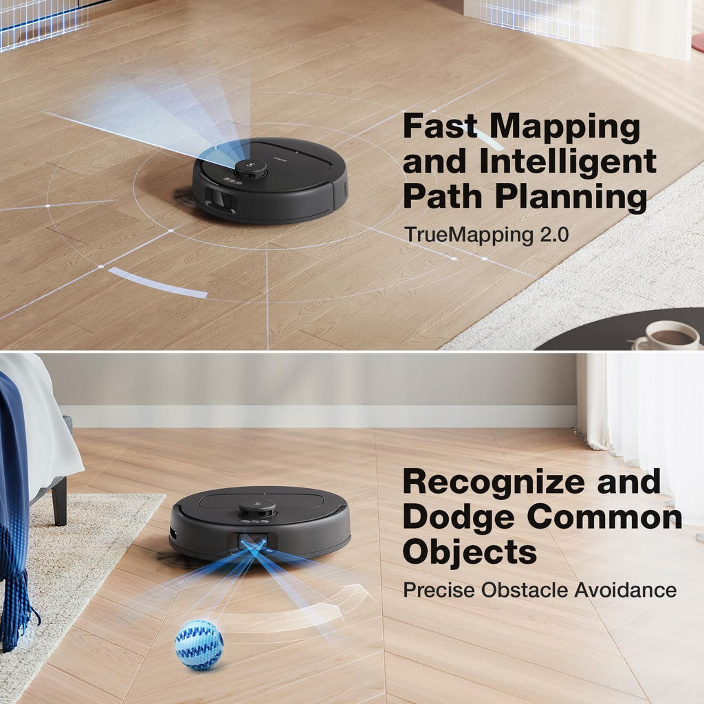 ECOVACS DEEBOT T30S AI Care Robot Vacuum and Mop, 11000Pa, TruEdge Adaptive Edge Mopping, ZeroTangle, AI Instant Re-mop, Hot Water Mop Washing, Self-Emptying & Refilling, Obstacle Avoidance