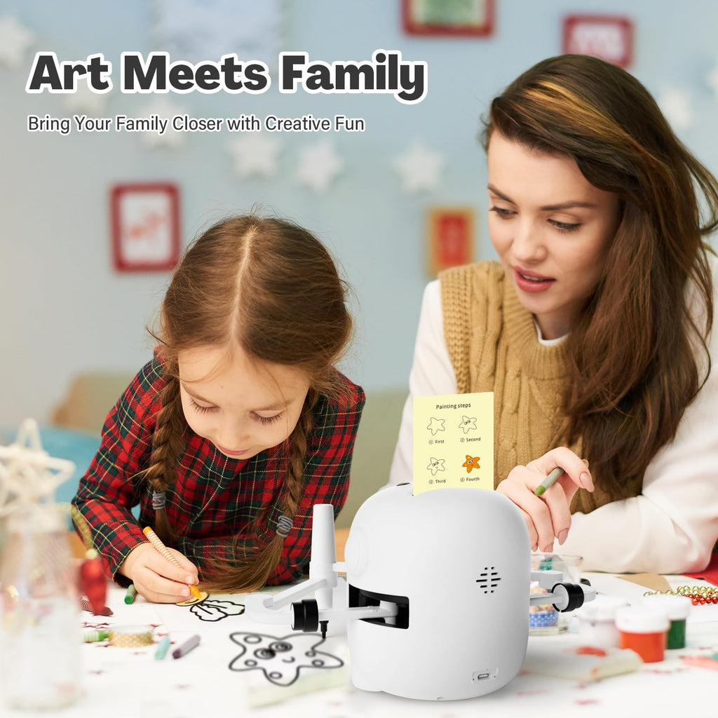 RIVGOT Drawing Robot for Kids with 150 Cards, Voice Interactive Educational Drawing Machine, Montessori Painting Learning Toys for 3 4 5 6 7 8 Year Old Boys Girls Birthday Party