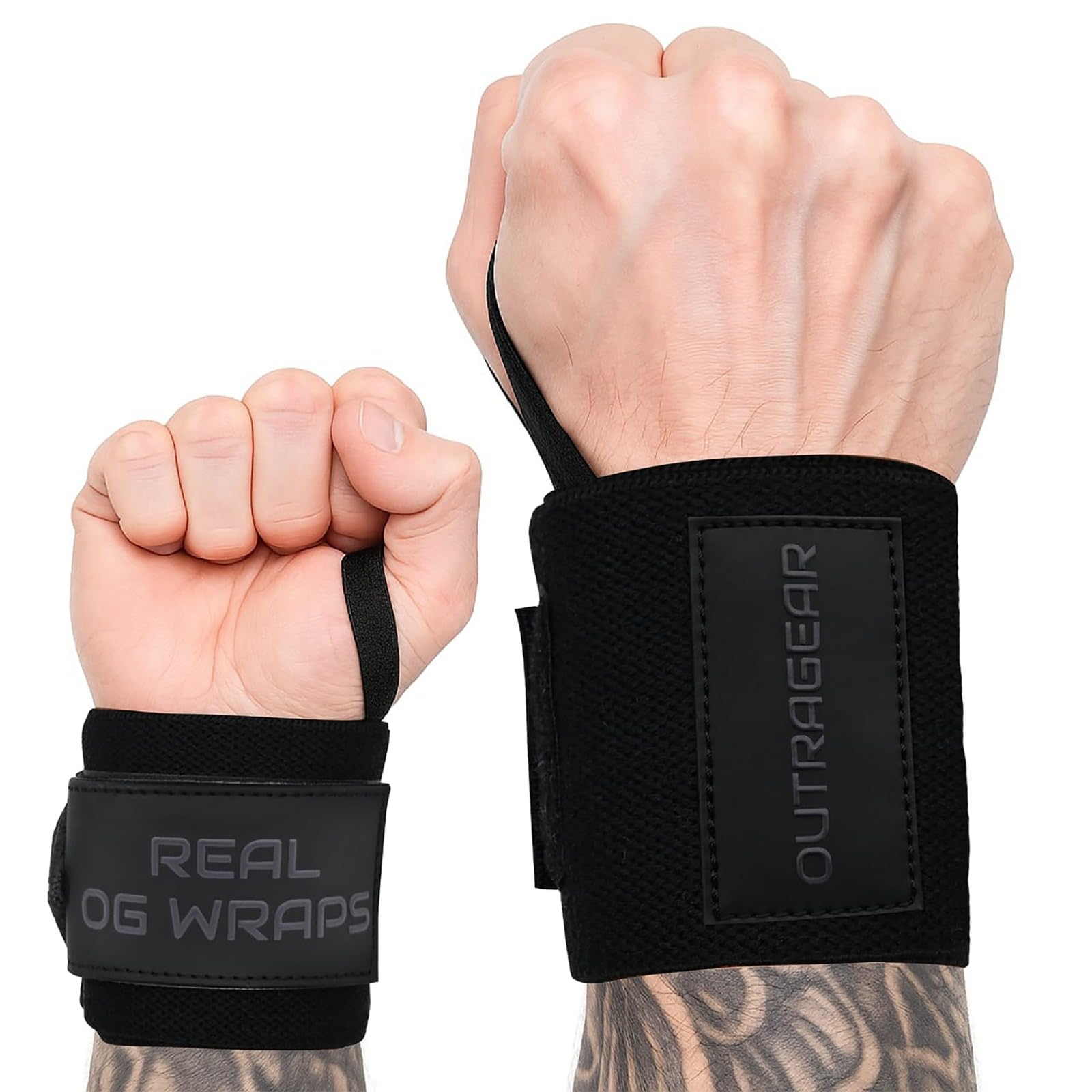 18" OG-Grade Wrist Wraps for Weightlifting – Heavy Duty Wrist Support with Thumb Loop & Lockdown Strap – Wrist Straps for Powerlifting, Bench Press & Gym Training