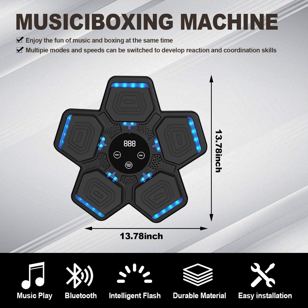 HOTSEVEN 2025 Music Boxing Machine with Boxing Gloves, Smart Bluetooth Boxing Machine with LED Electronic Wall Mounted, Music Boxing Target Workout Punching Equipment for Home(Upgrade)