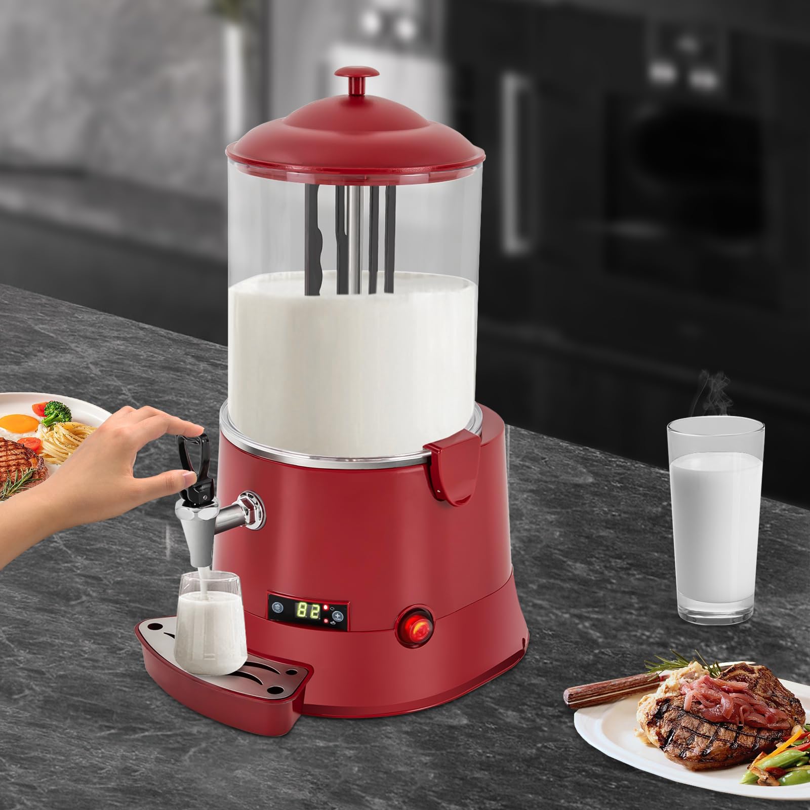 Commercial Hot Chocolate Machine, 110V 10L Hot Beverage Warmer, Electric Chocolates Melting Machine and Dispenser, Chocolate Warmer Maker for Home, Restaurant, Coffee (Black)