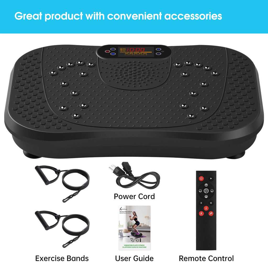 SoftGym Waver Vibration Plate Exercise Machine for Lymphatic Drainage Weight Loss,120 Speed Levels Vibrating Platform with Resistance Bands,Full-Body Workout Equipment for Muscle Toning