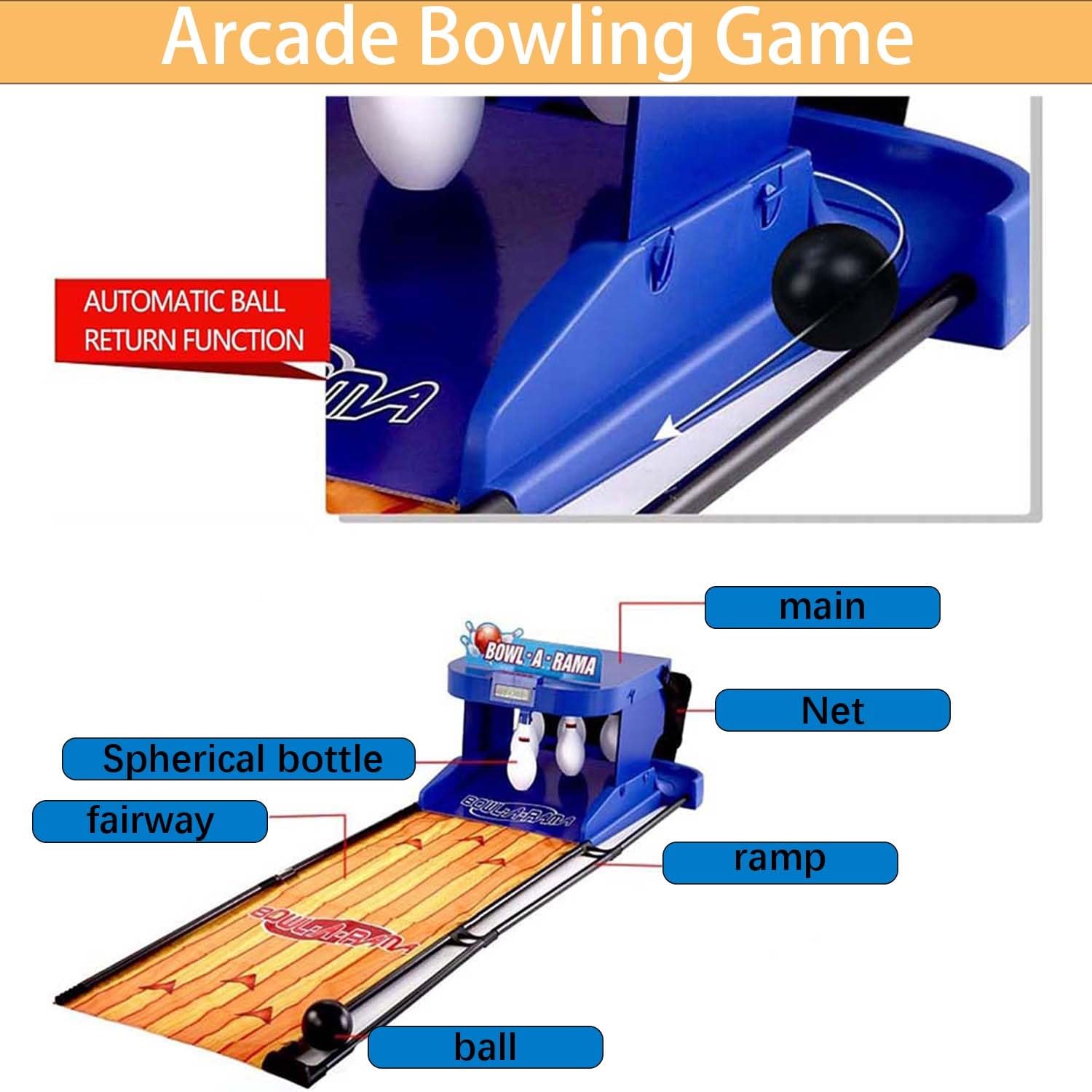 Indoor Electronic Bowling Alley Game with Automatic Ball Reset, Portable Home Arcade with LED Scoreboard for Family Fun, Features Realistic Sound and Light Effects(3.5m)