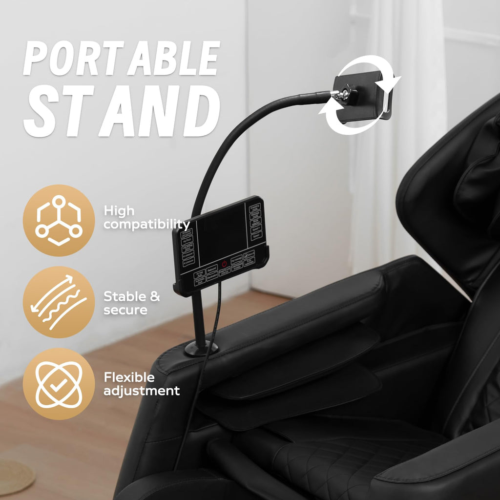 KEIKI Massage Chair Recliner with Zero Gravity, Full Body Air Pressure, Heated Back & Leg, Foot & Calf Massage, Bluetooth Audio, PU Leather, Adjustable Recliner for Home & Office Relaxation, Black