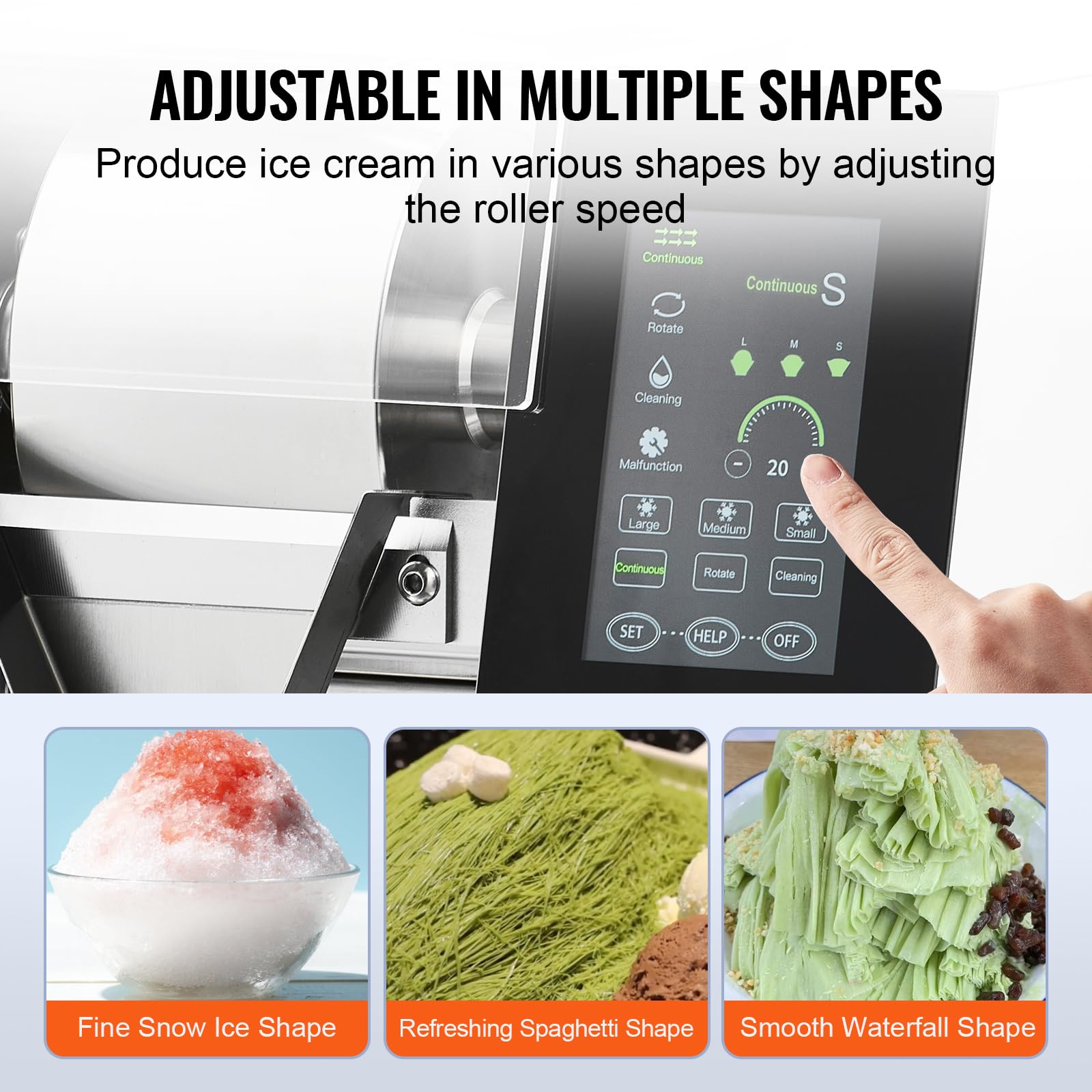 VEVOR Commercial Snowflake Ice Machine, 397LBS/24H Snowflake Ice Maker, Stainless Steel Ice Shaver Machine, Electric Snow Cone Maker, Liquid Cooling System for Rapid Heat Dissipation, Ice Cream