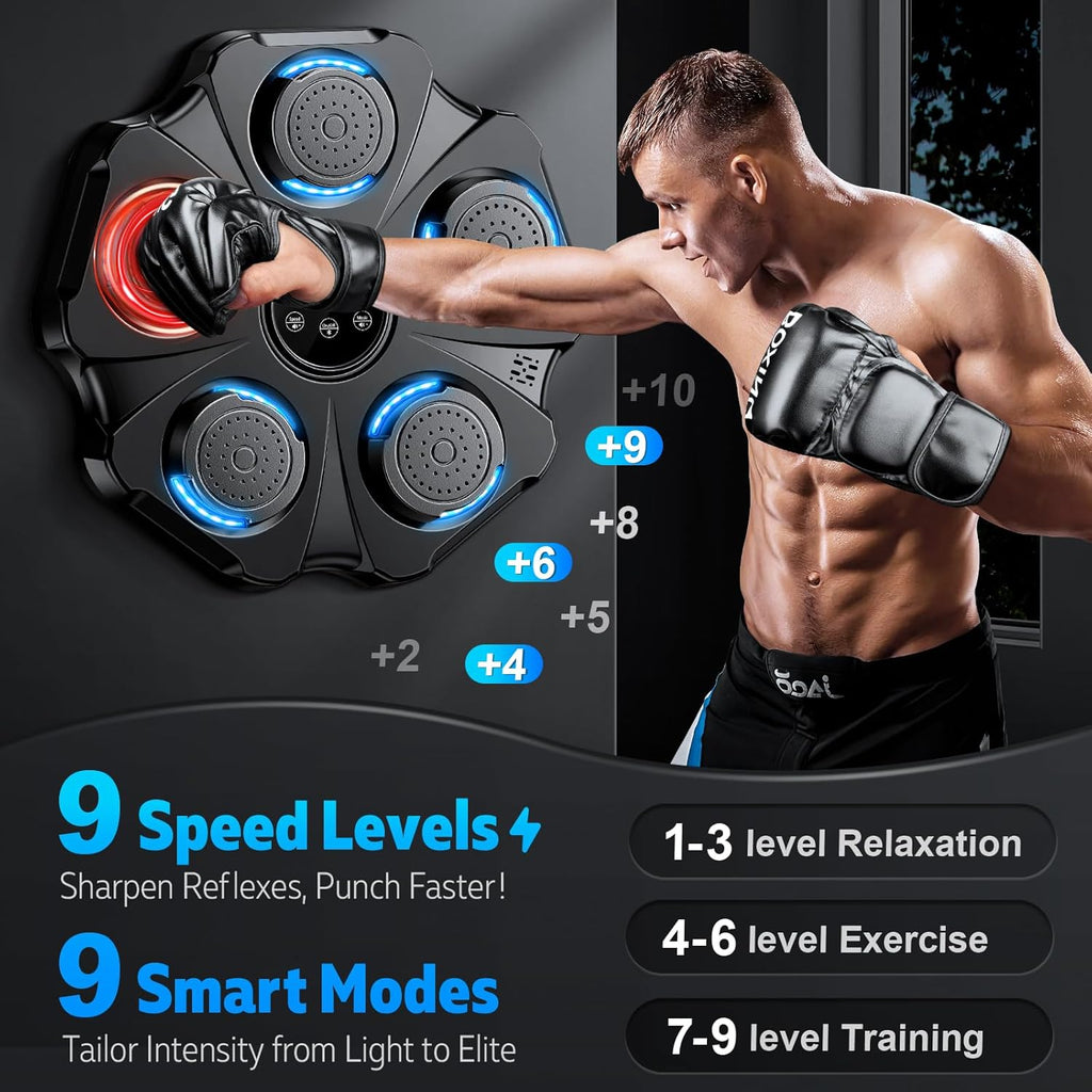 2026 Upgraded Music Boxing Machine - Interactive Punching Trainer, Large Size Wall Mounted Electronic Boxing Target with Adult & Kids Gloves, 9 Modes & 9 Speeds for Adults & Kids