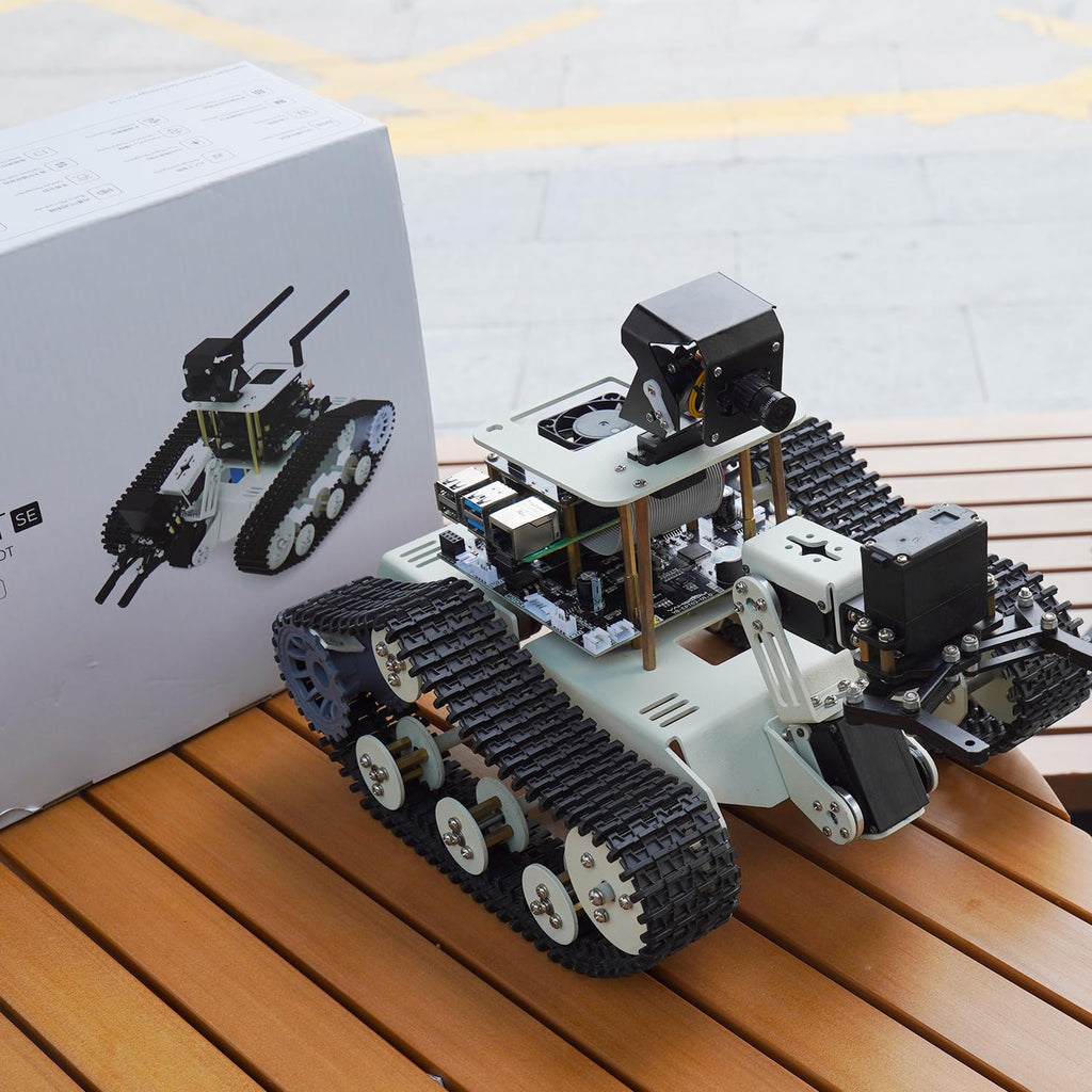 Yahboom DIY Programmable Project ROS Starter Tank Chassis Robot with AI Camera for Jetson Nano B01 Recognition Tracking OpenCV MediaPipe (Transbot-SE Without Nano)