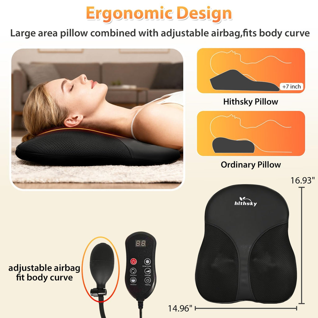 Shiatsu Neck and Shoulder Massager with Heat, Back Massager for Pain Relief Deep Tissue, 3D Kneading Massager for Chair Home Office Car, Gifts for Mom, Dad, Women (Black)