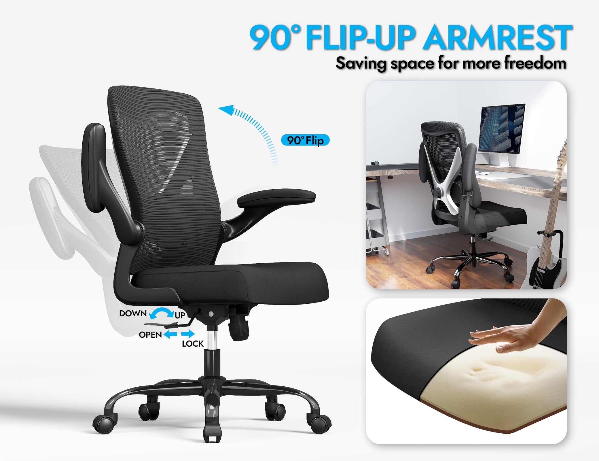 Ergalithic Ergonomic Office Chair - X-Shaped Computer Desk Chairs Comfy, Mesh High-Back Gaming Chair with Adjustable Lumbar Support, Executive Task Chair for Adults, Comfortable for Long Hours