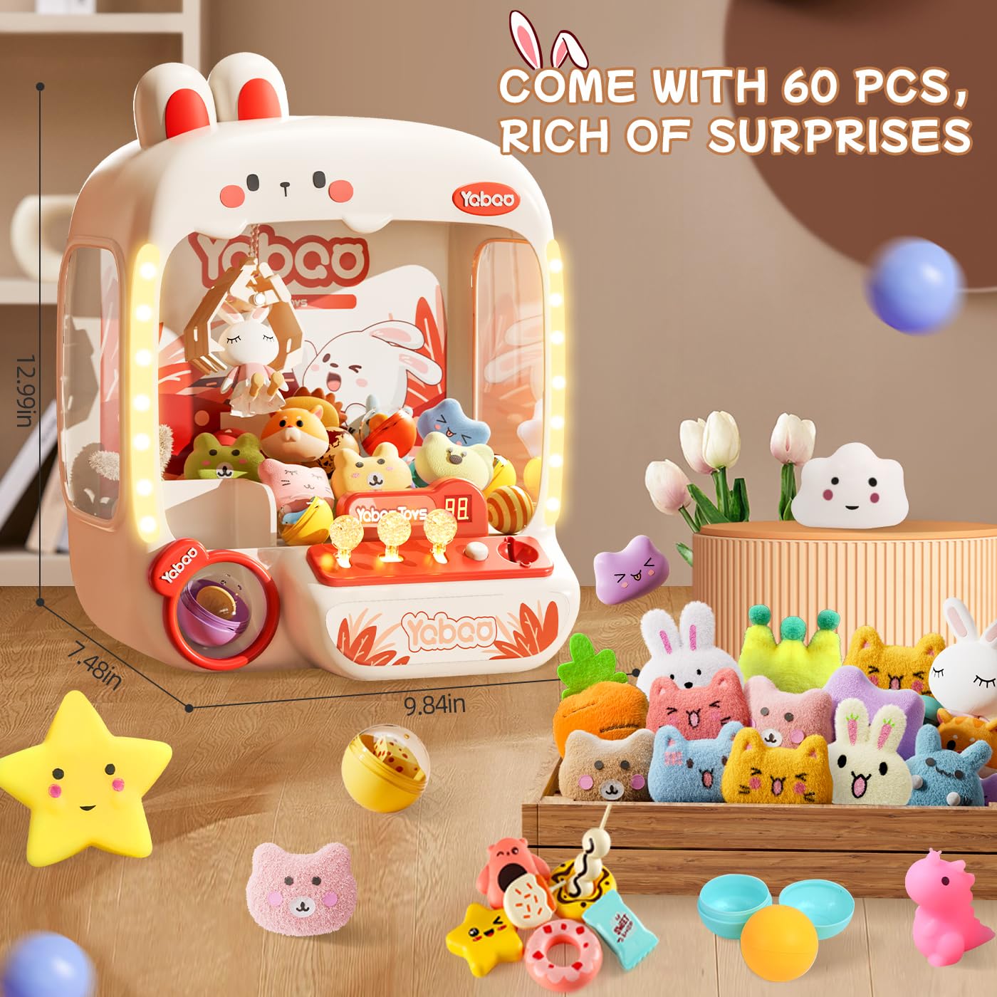 64 PCS Large Claw Machine for Kids Dinosaur,Vending Machine Toys for Boys 5 6 7 8 Year Old,Candy and Prize Electronic Dispenser Game Ages 5-7 6-8,Birthday Gift for 3 4 5 6 Year Old Boy Girl