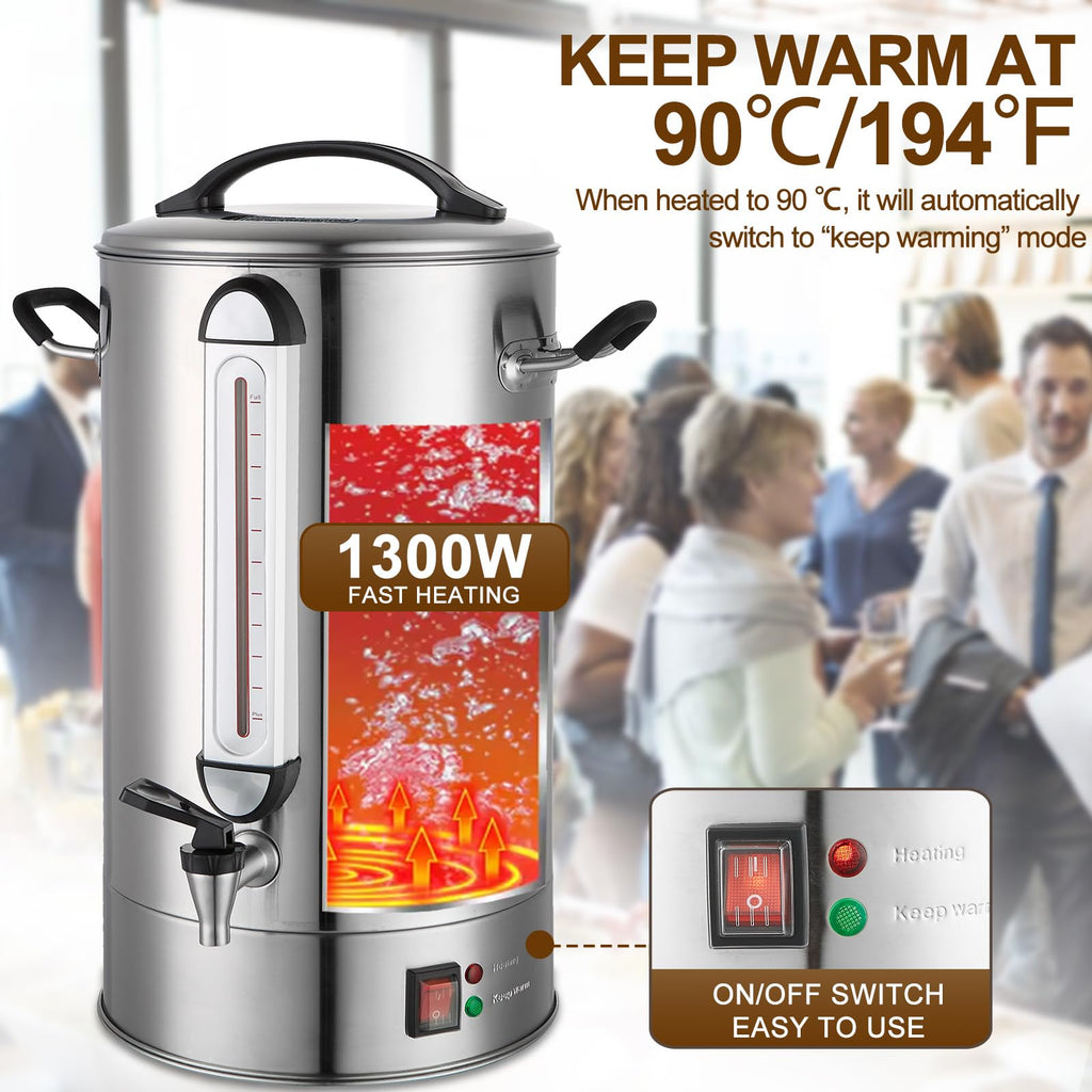 Commercial Coffee Urn 24L 160Cup Stainless Steel Quick Brew Hot Dispenser for Catering, Commercial Grade Large Capacity Coffee Maker For Meeting Rooms, Church, School, for 100+ Guests