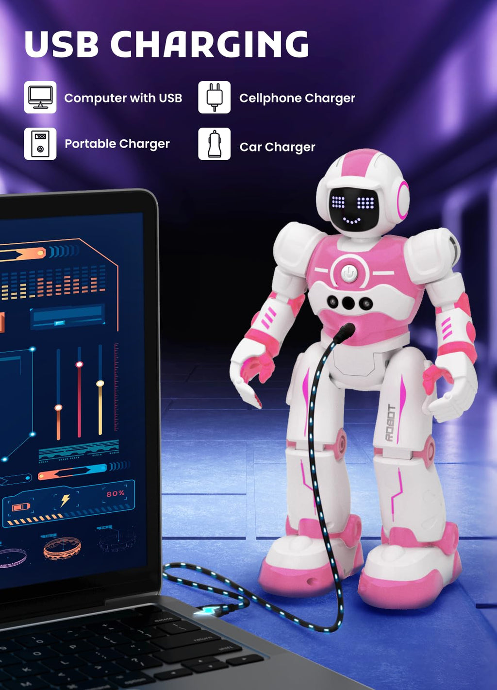 Robot Toys for Kids,Programmable Remote Control Smart Walking Dancing Robot Toy with Gesture & Sensing for Age 4 5 6 7 8 9 10 Year Old Boys for Birthday Present
