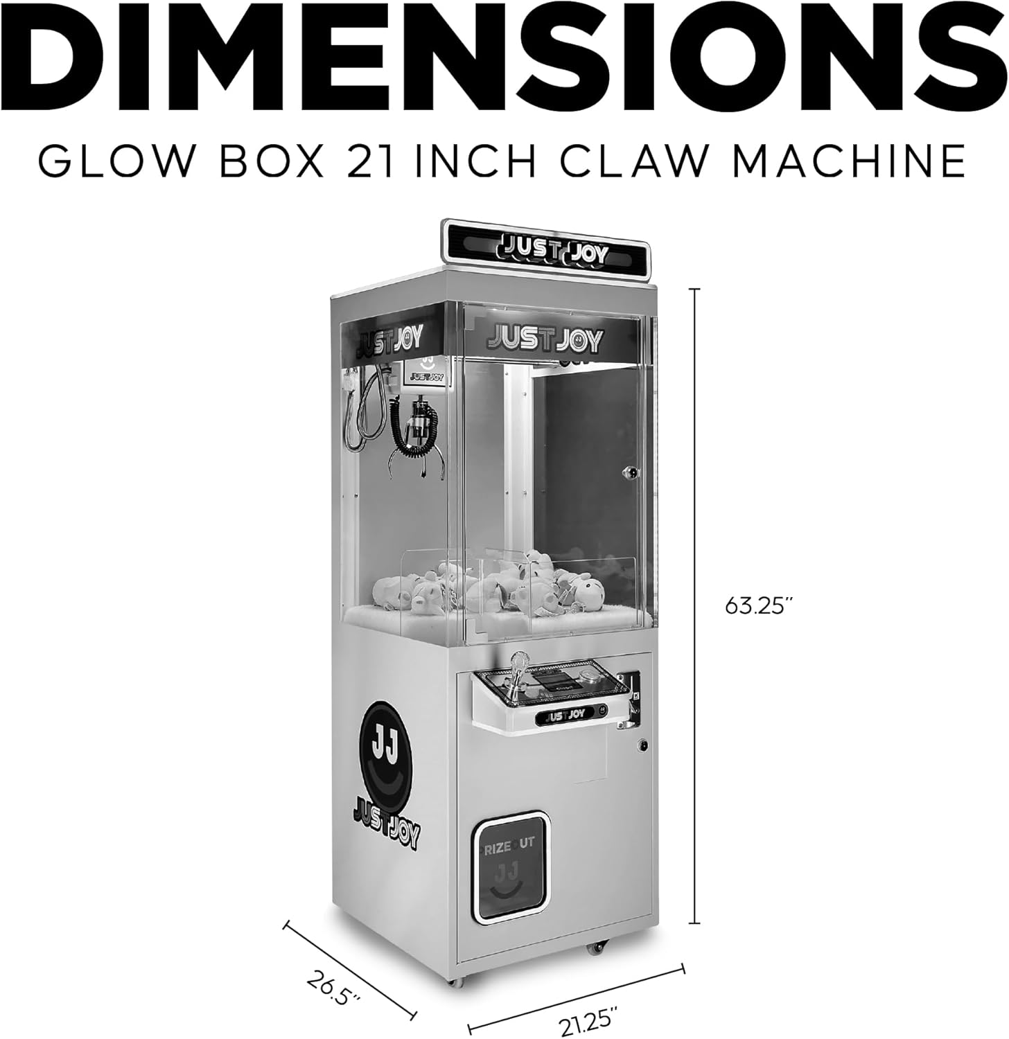 Glow Box 21": Full-Size Commercial Grade Claw Machine - Neon Lights and Light up Marquee - 21" x 60" H, Adult Size Crane Game - Great for Corporate Events, Businesses, Parties, etc.