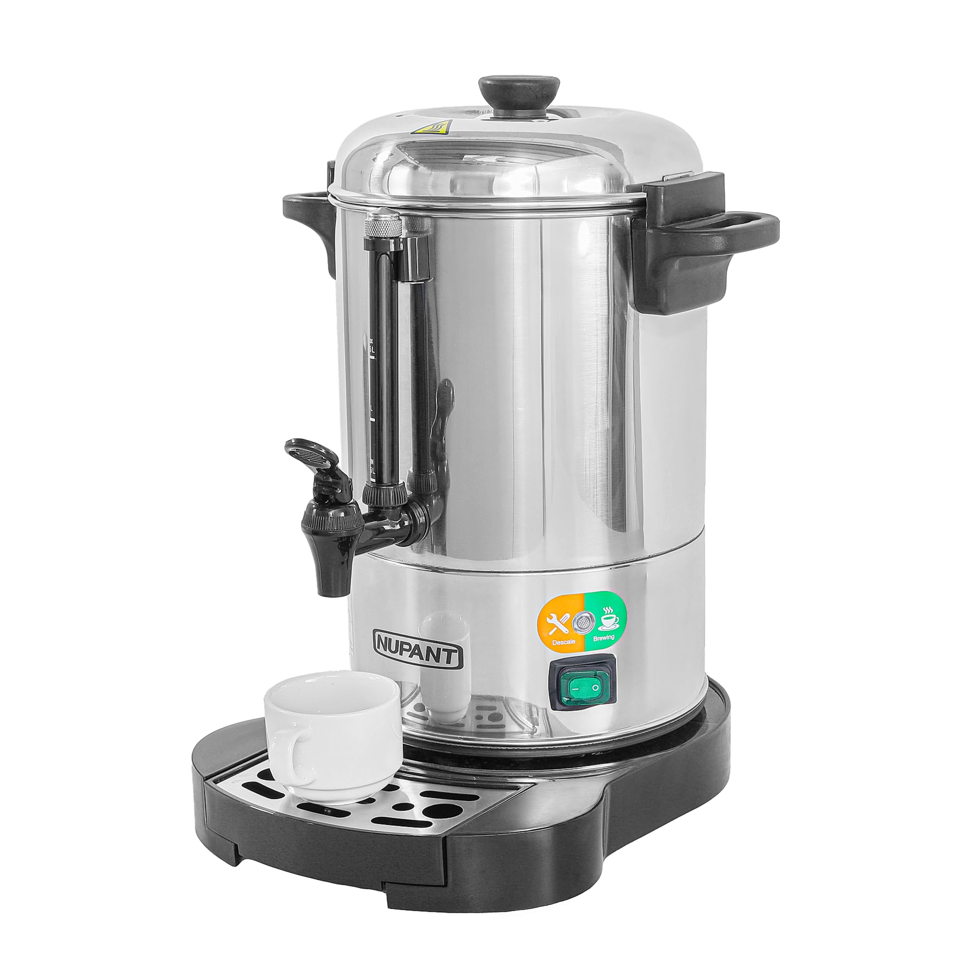 NUPANT Commercial Coffee Urn 100 Cup/15L Coffee Dispenser with Upgraded Percolator, Double Wall 304 Stainless Steel Hot Water Urn Beverage Dispenser, Keep Warm Large Coffee Maker for Catering Party