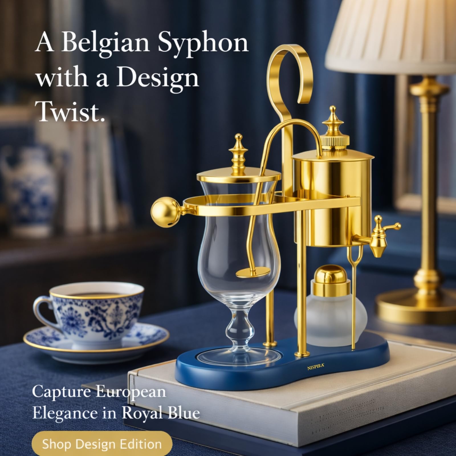 Nispira Belgium Royal Family Balance Syphon Unique Gravity Vintage Coffee Maker Vacuum Brewing System Copper 500 ml