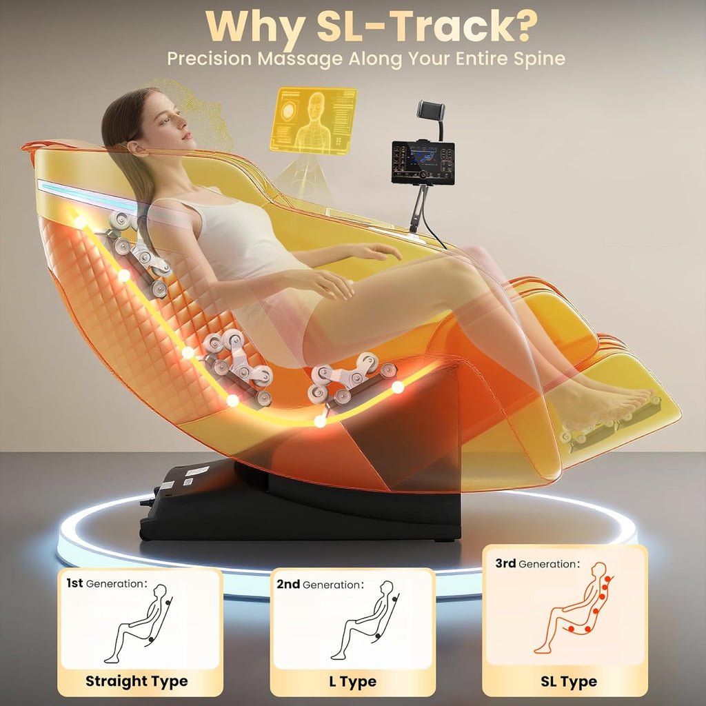 4D Massage Chair Full Body, 55" SL-Track Shiatsu Massage Zero Gravity Recliner Chair W/ Waist & Calves Heat, 18 Modes, 35 Airbags, Body Scan, Calfrest Extension, Foot Rollers, AI & APP Gift for Family