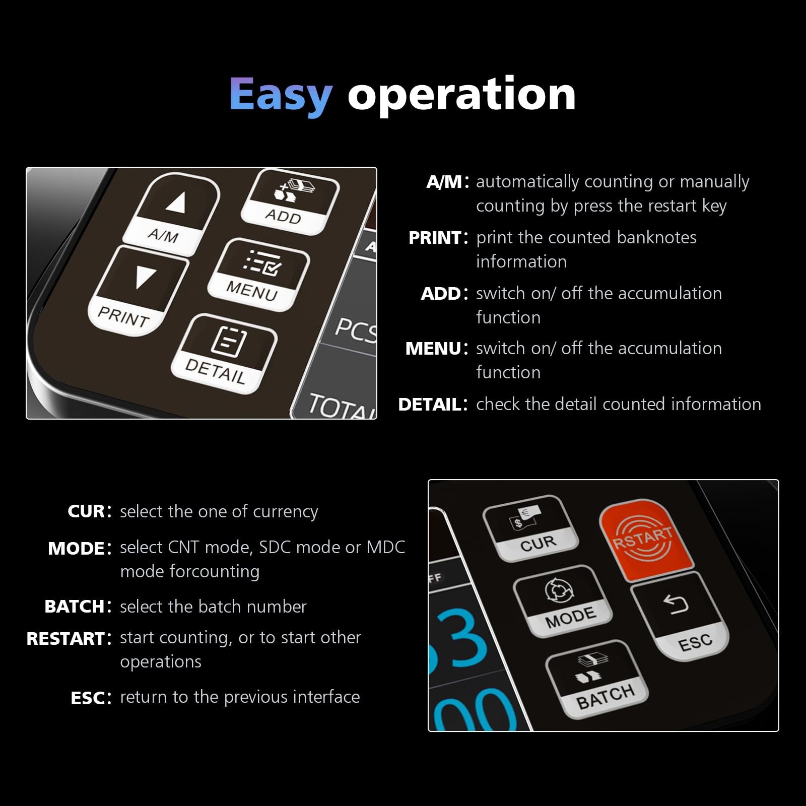 Aneken N60 Money Counter Machine Mixed Denominations, Cash Counter with 3.5” HD Dual TFT Display, UV/MG/IR/DD Counterfeit Detection, Printer-Ready Bill Counting Machine for Business, Upgraded Version