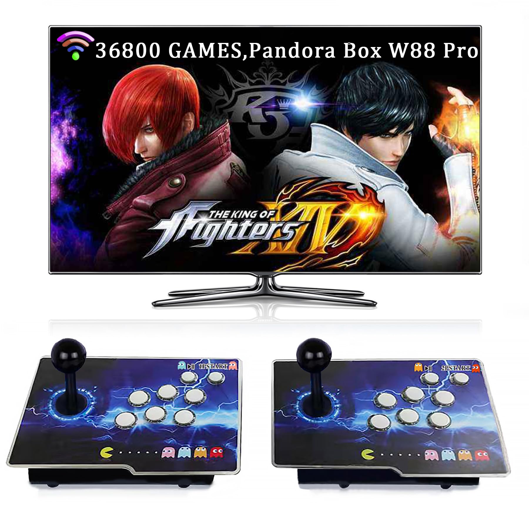 RegiisJoy 36800 in 1 Arcade Game Console Pandoras W88 Pro WiFi Function Game Machine for PC & Projector & TV, 2-4 Players, 1280X720, 3D Games, Search/Hide/Save/Load/Pause Games, Favorite List