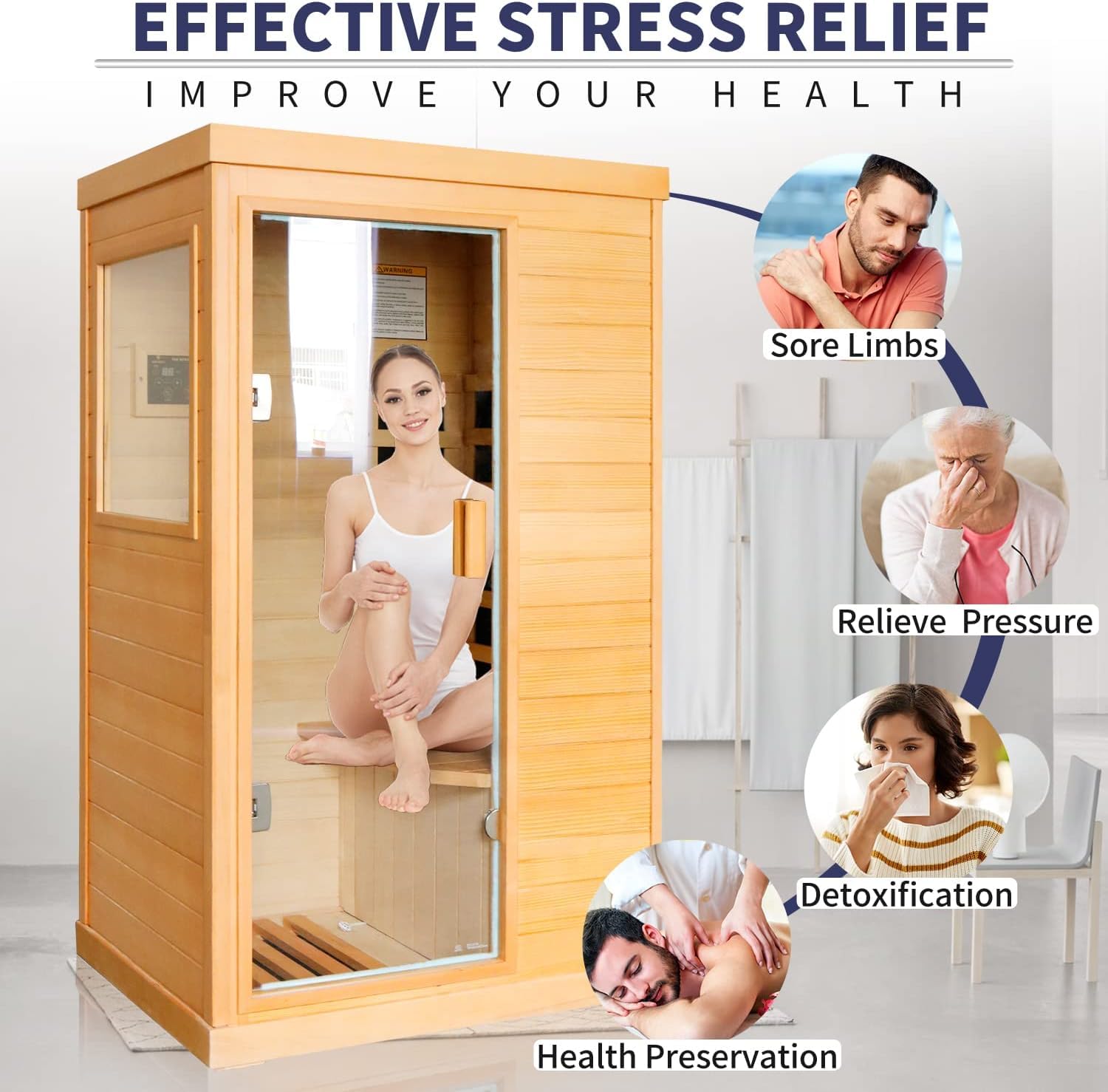 2 Person Infrared Sauna Far Infrared Sauna Room for Home Indoor 2000W Low-EMF Wood Dry Sauna with Full Starry Sky Lights Ceiling in 7 Color Speaker Fast Heating Easy Assembly- 47.3*41.3*74.8 IN