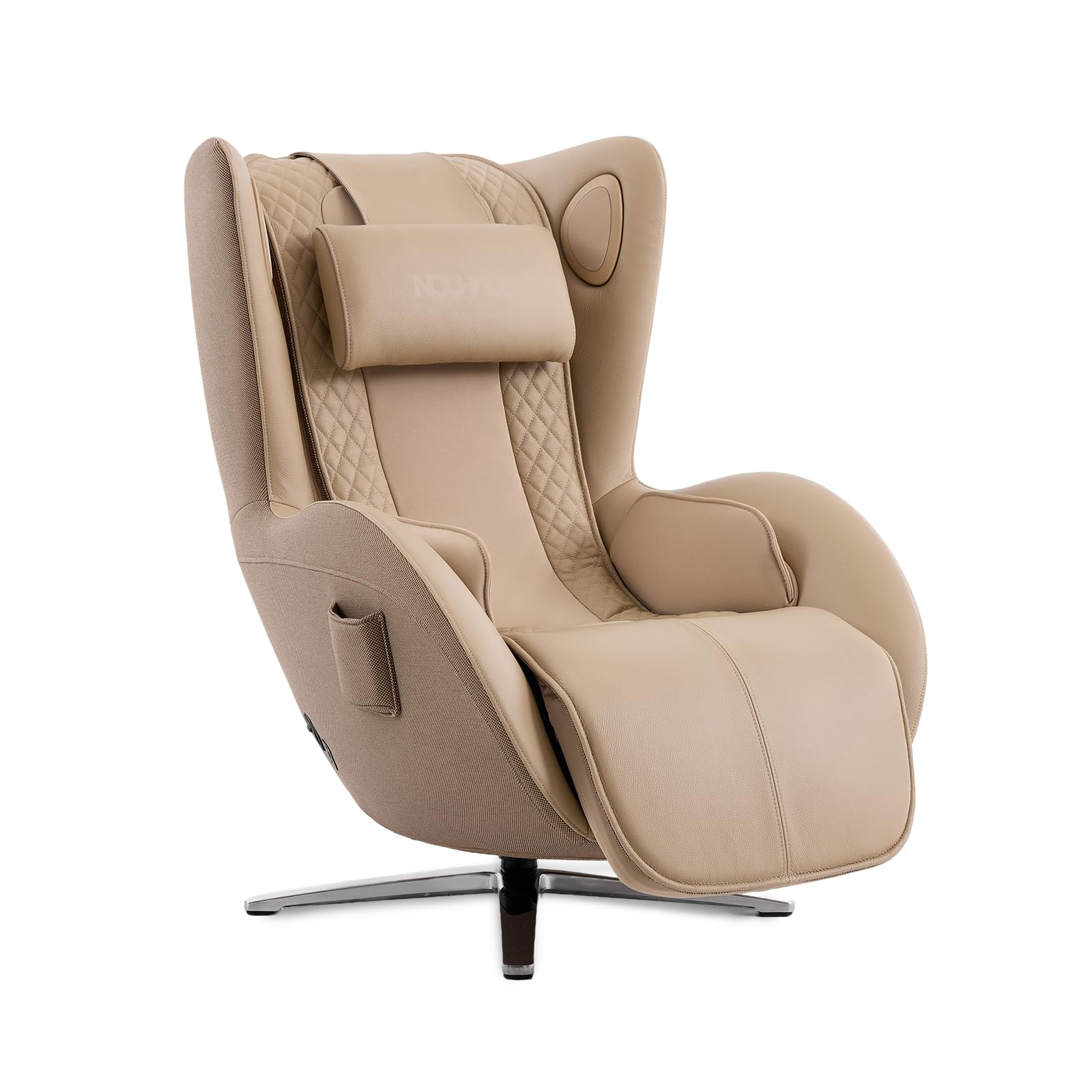 Nouhaus Aurora Massage Chair Full Body, Zero Gravity Genuine Leather Massage Chairs w/Airbags, Heating, Auto Modes, Bluetooth Speaker, Modern 4D Massage Chair Recliner for Living Room (Elder White)