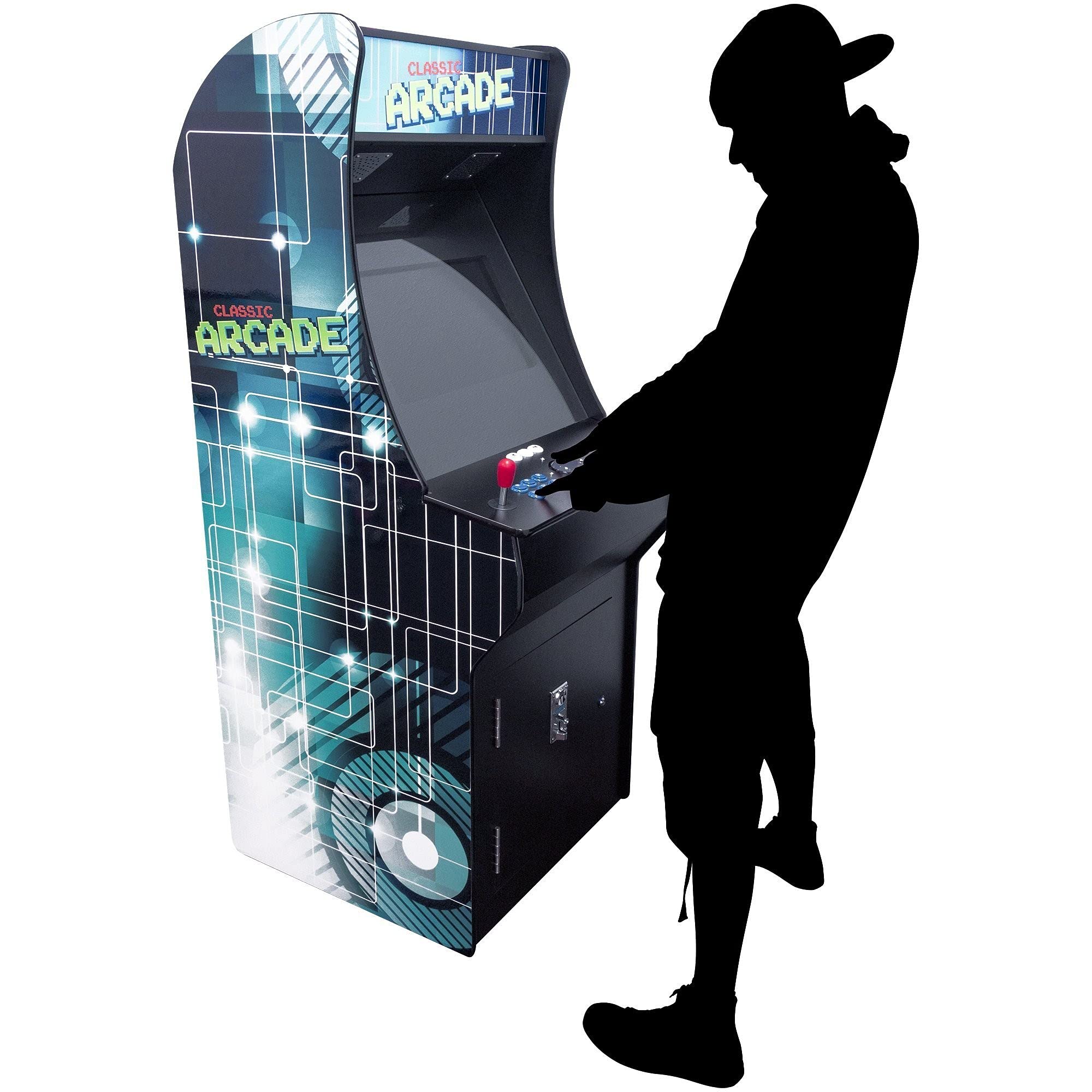 Creative Arcades Full Size Stand-Up Commercial Grade Arcade Machine | 412 Games | 22" LCD Screen | 1 Sanwa Joystick | Trackball | 2 Stools Included | 3 Year Warranty