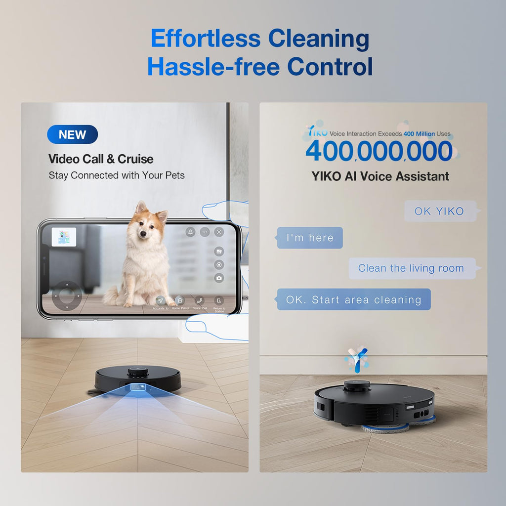 ECOVACS DEEBOT T30S AI Care Robot Vacuum and Mop, 11000Pa, TruEdge Adaptive Edge Mopping, ZeroTangle, AI Instant Re-mop, Hot Water Mop Washing, Self-Emptying & Refilling, Obstacle Avoidance