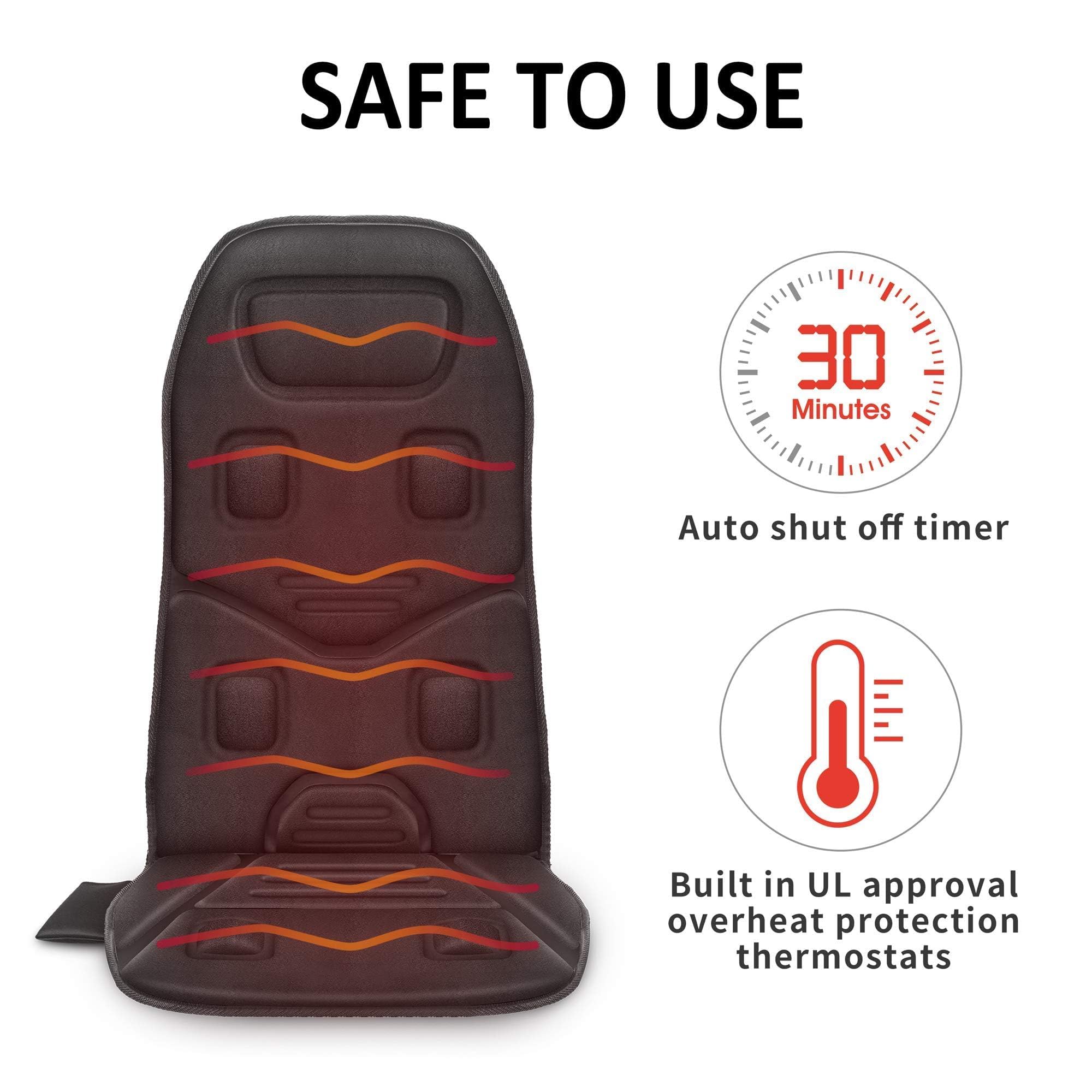 COMFIER Vibration Back Massager Seat Cushion with Heat,Father Day Dad Gifts for Men,10 Motors Massage Chair Pad,Chair Massager for Pain Relief at Office/Home, Father Day Gift