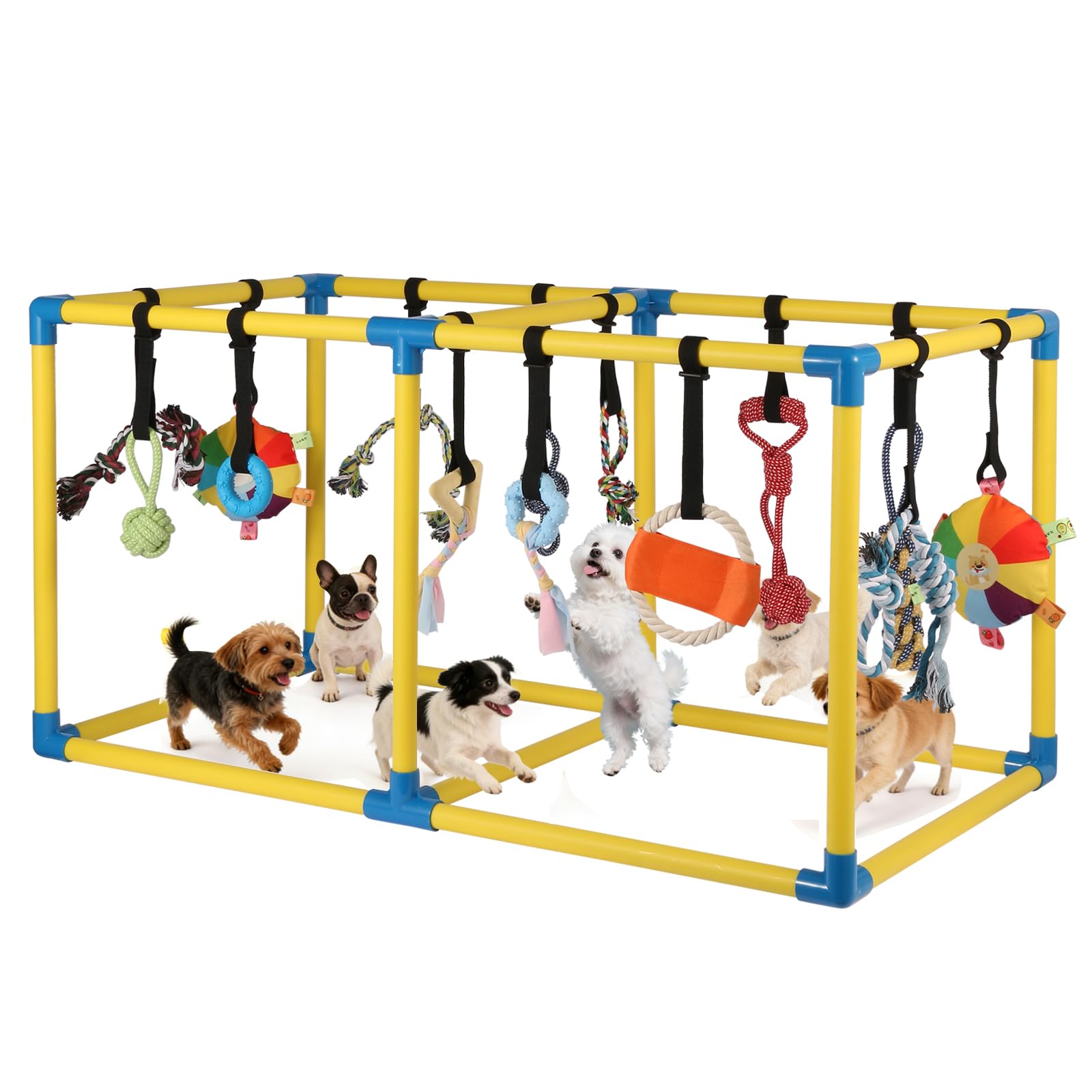 Puppy Jungle Gym with 8 Hanging Toys, Interactive Puppy Play Gym for Small Dogs, Indoor Teething Relief & Sensory Training Activity Center for Puppies 0-6 Months, No Tools Assembly