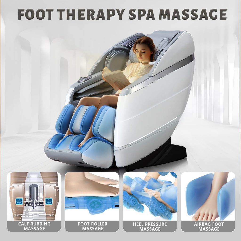 HealthRelife 4D Massage Chair Full Body, 166° Flexible Track, 18 Modes, 11 Techniques, 36 Airbag Massage, with Yoga Stretch, Foot Massage, Zero Gravity Massage Recliner（Beige）