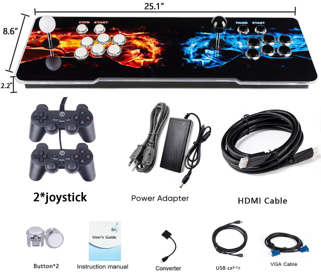 【 35000 Games in 1 】 70S Pandoras Box Arcade Game Console Retro Game Machine for Home PC & TV, 2-4 Players, 1280X720, Support 3D , Search/Hide/Save/Load/Pause , Favorite List,Double Stick