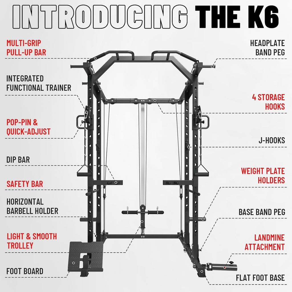 Mikolo Power Cage, Power Rack with Cable Crossover System, 1500LBS Squat Rack with LAT Pull Down System, Workout Cage with Pulley System for Fitness Home Gym