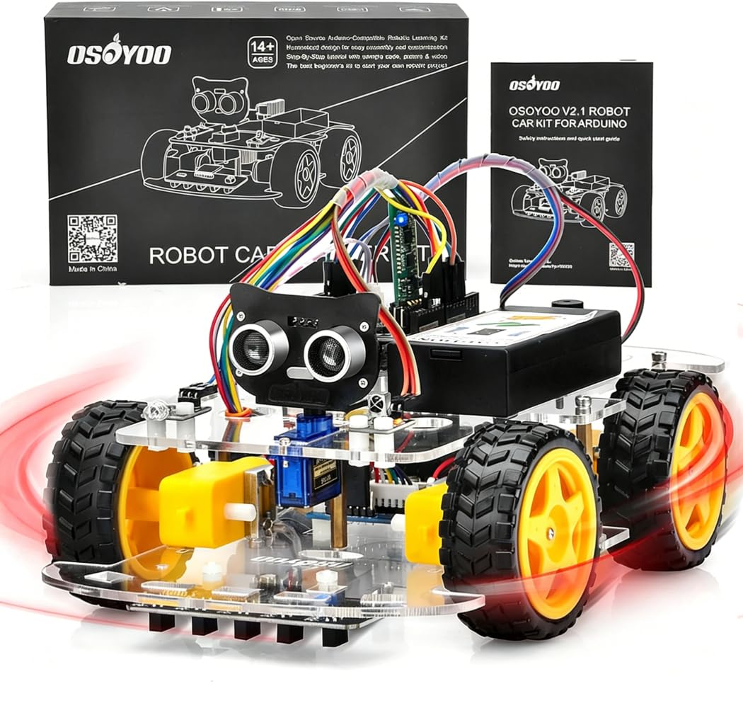 OSOYOO IoT Smart Robot Car Kit for Arduino – Classroom STEM Robotics Kit with WiFi & Bluetooth Control, Coding & Electronics Learning Platform for Schools