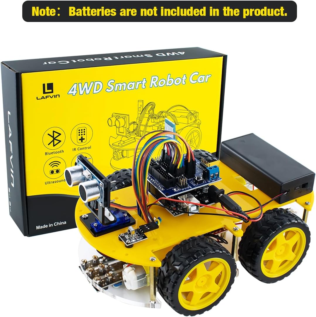 LAFVIN Smart Robot Car Kit Include Ultrasonic Sensor,R3 Board Compatible with Arduino IDE with Tutorial