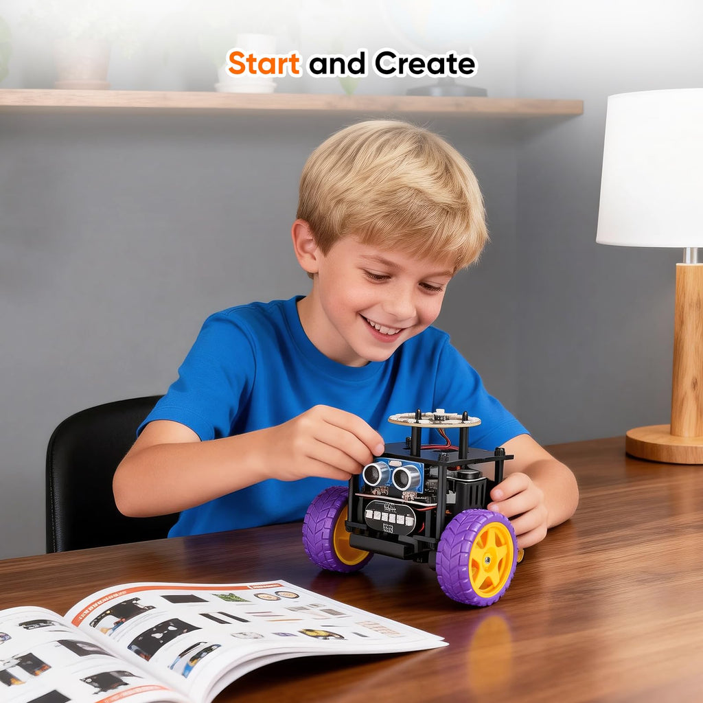 Smart Robot Car Kit Toys for Kids Ages 8-12 12-16, Remote Control Building Robotics Kit, STEM Educational Science Kit Gifts for Teen Boys Girls 8-13 14 15 16 Year Old