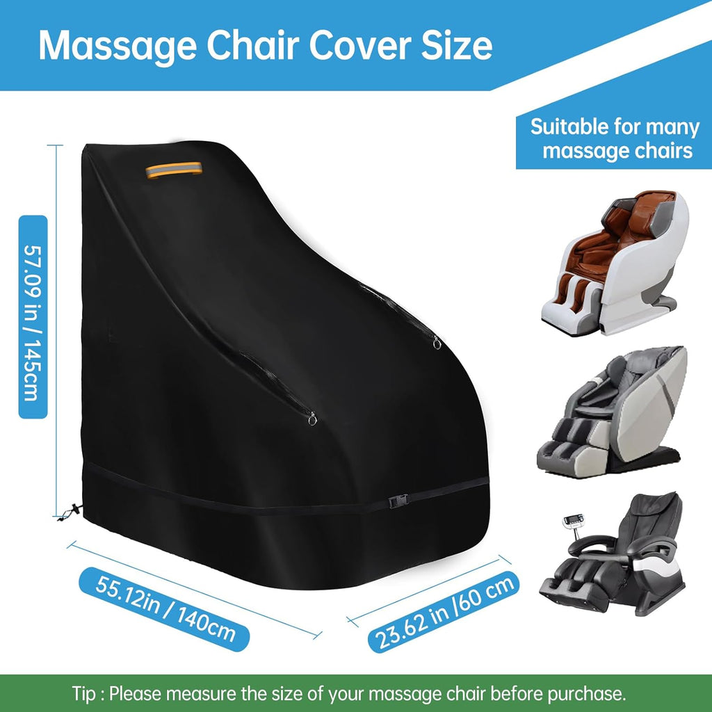 Massage Chair Cover Waterproof Outdoor，Heavy Duty 420D Massage Chair Full Body Covers with 13ft Fastening Windproof Buckle,Massage Chair Cover Protector with Drawstring，Reflective Handle & Storage Bag