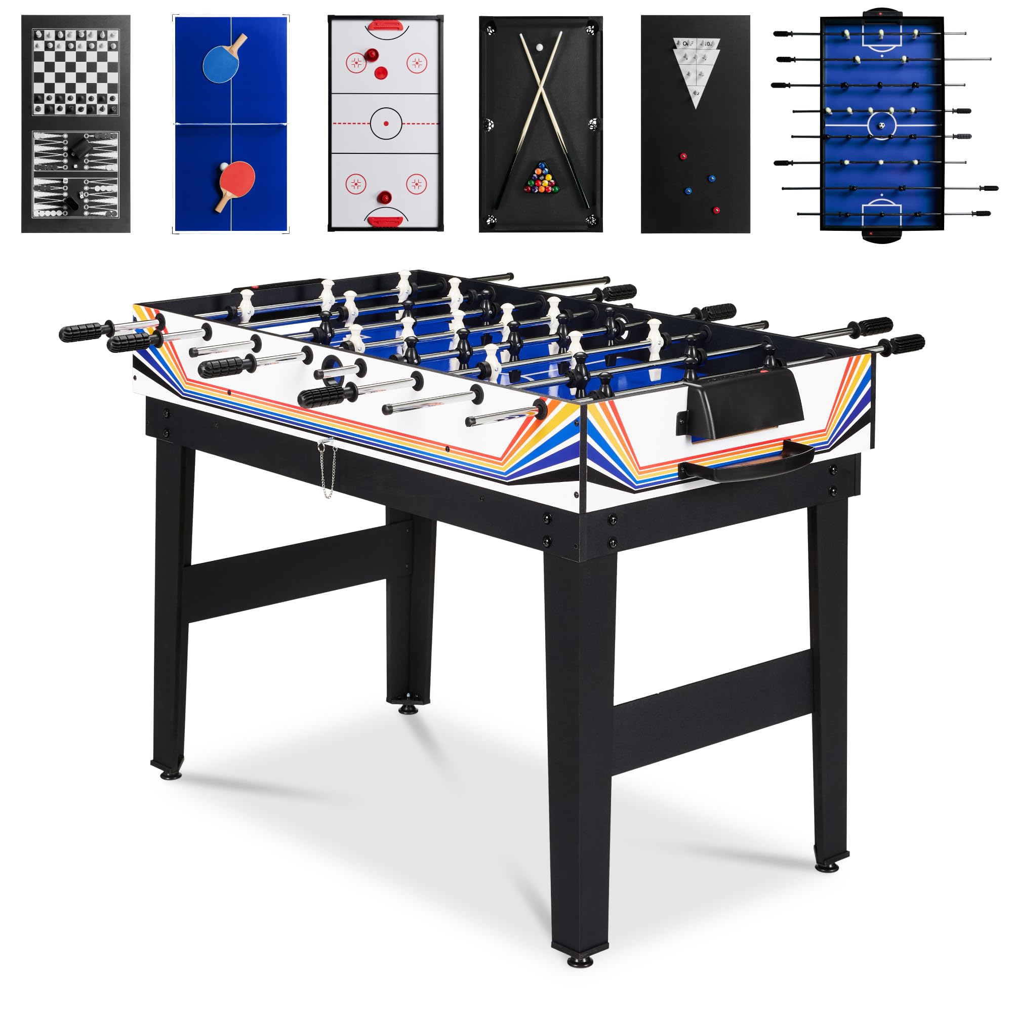 Best Choice Products 2x4ft Combo Game Table Set for Home, Game Room, Friends & Family w/Hockey, Foosball, Pool, Shuffleboard, Ping Pong, Chess, Checkers, Bowling, and Backgammon