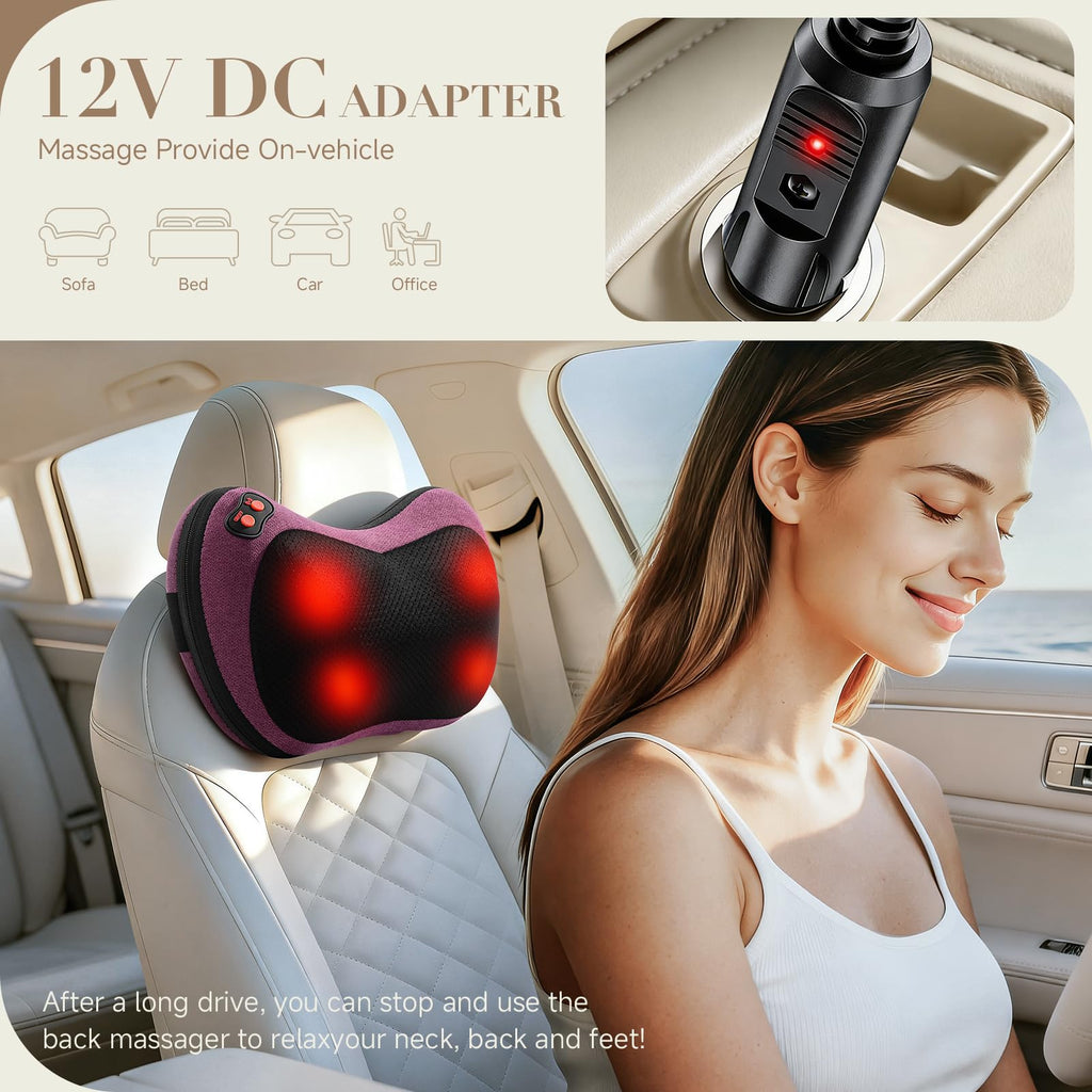 Papillon Shiatsu Back Massager with Heat,Fathers Day Dad Gifts for Men, Dad, Deep Tissue Massage for Neck, Shoulder, Upper & Lower Back Pain Relief, Electric Kneading 3D Massage Pillow (Gray)