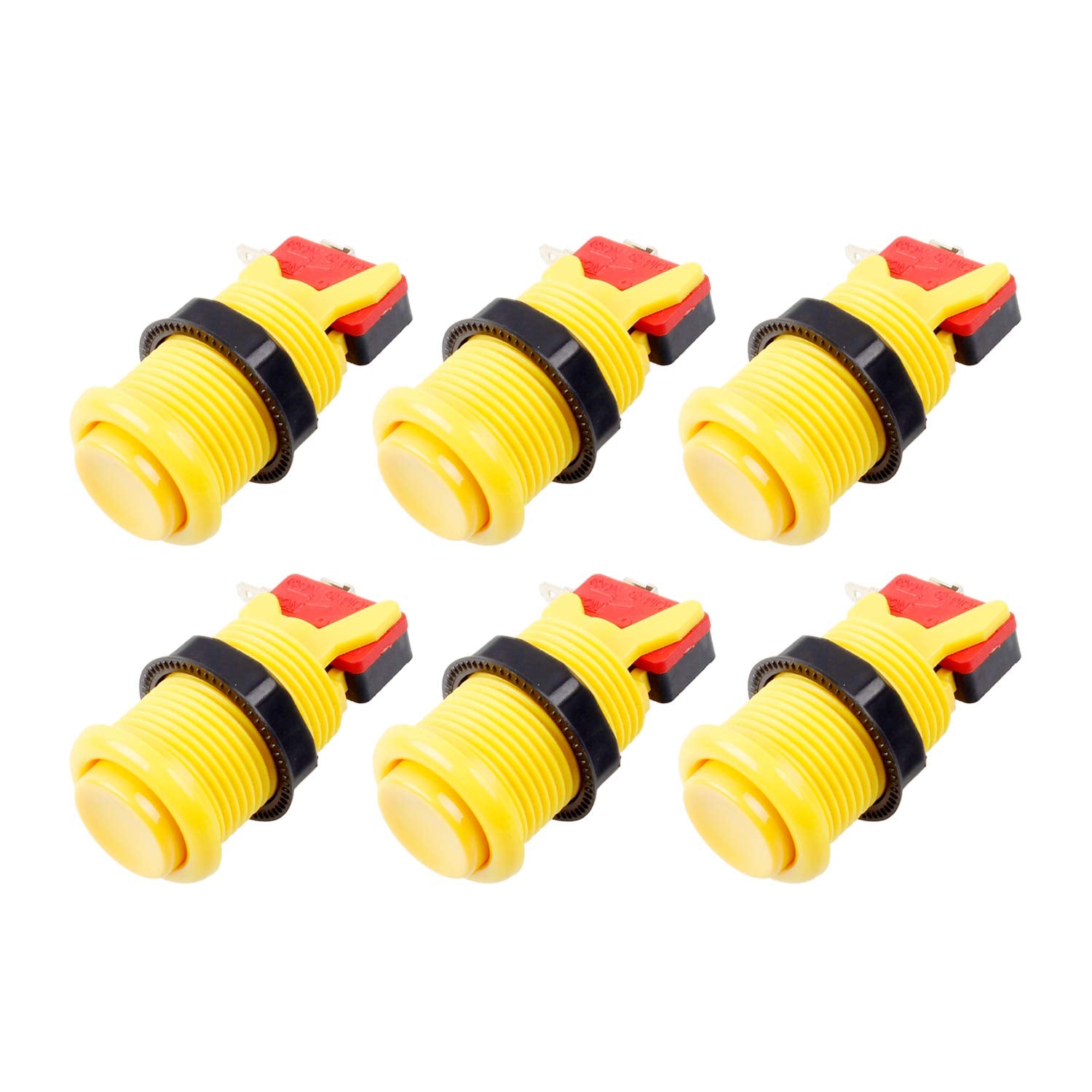 EG STARTS 6X American Style Standard Arcade Buttons Switchable Happ Type 30mm Push Button 3/16" Terminal for Jamma Mame Kit Parts (Each Color of 1)