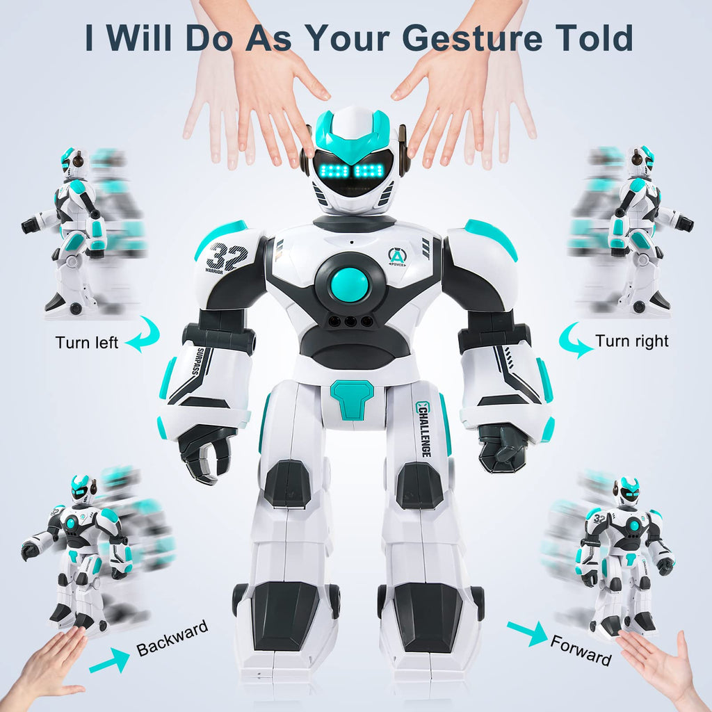 HPROMOT RC Robot Toy for Kids Remote Control Robot Toy, Smart Gesture Sensing Rechargeable & Programmable Robot Walking Dancing Singing Chirstmas Gift for 3-15 Years Old Boys Girls
