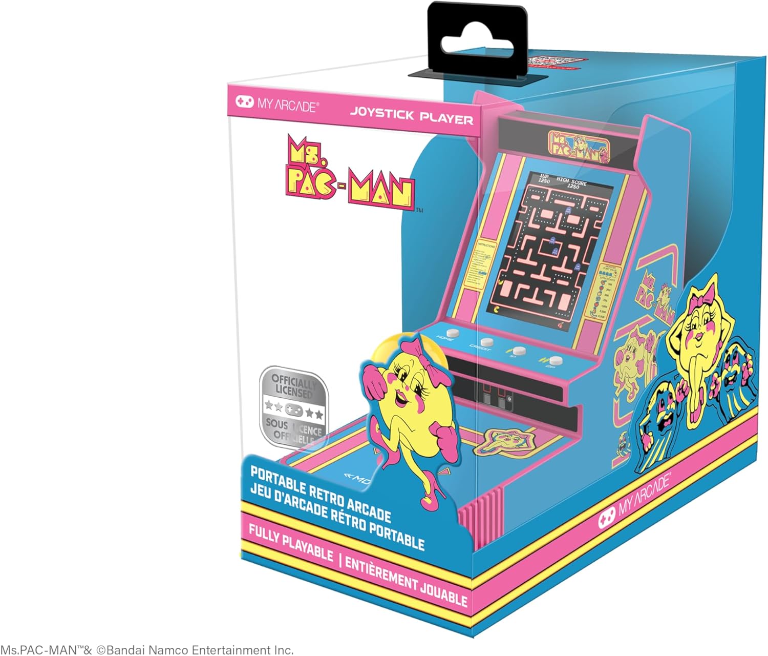 My Arcade Ms. Pac-Man Joystick Player: Arcade Classics, Retro Games, Mini Video Game Console, 2 Game Modes, Birthday Gifts