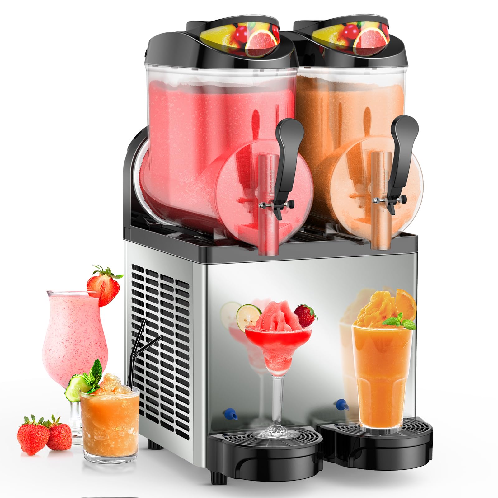 Ultimate Commercial Slushy Machine – 12X3 Tank Stainless Steel Slush Machine,Commercial Frozen Drink Maker for Juices, Margaritas, and Cocktails – Ideal for Bars and Restaurants