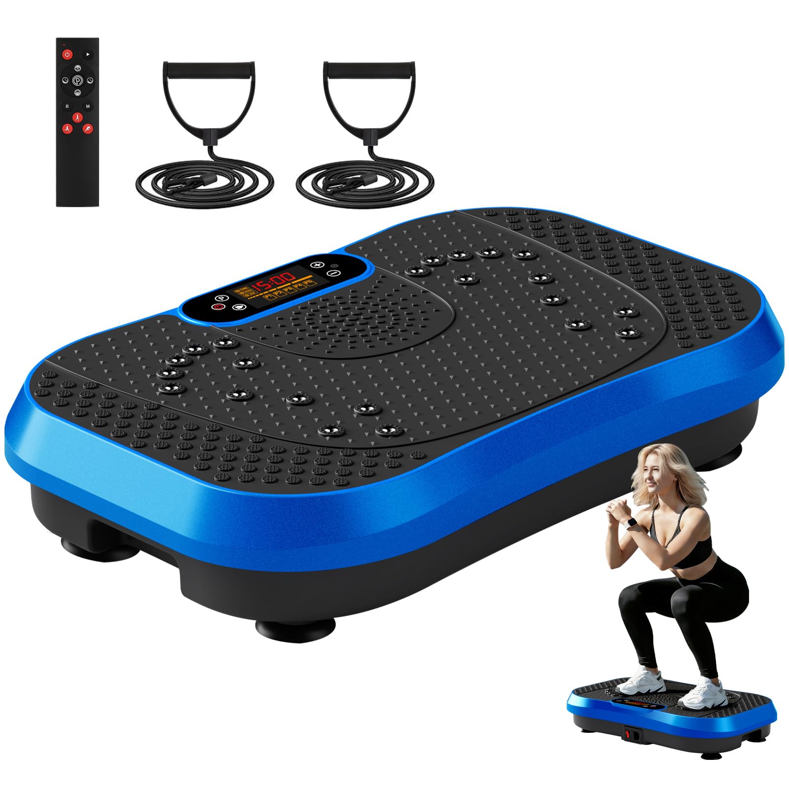 SoftGym Waver Vibration Plate Exercise Machine for Lymphatic Drainage Weight Loss,120 Speed Levels Vibrating Platform with Resistance Bands,Full-Body Workout Equipment for Muscle Toning