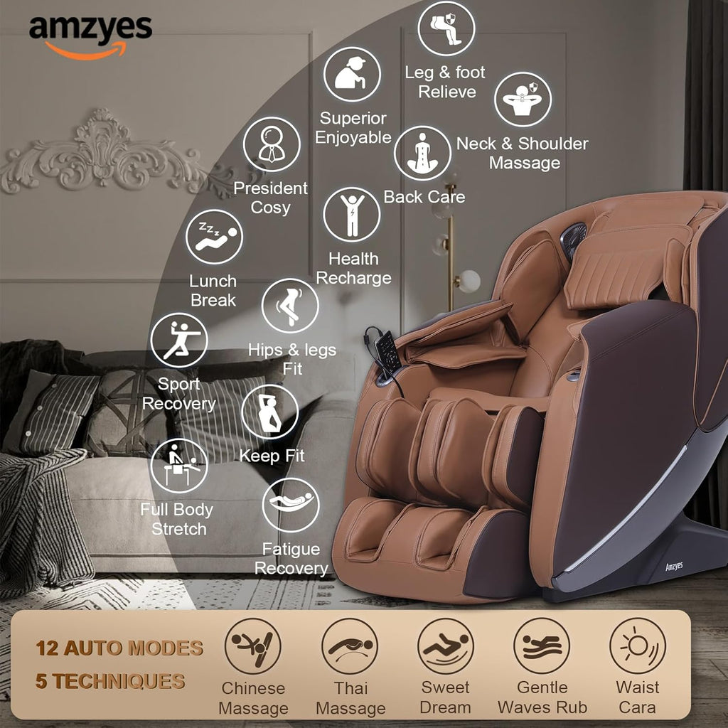 4D Massage Chair Full Body, 20 Modes Zero Gravity Massage Chair with 53.15 Inches SL Track, Foot Massage, Neck and Shoulder Massage, Shiatsu, Bluetooth Speaker, Home, Navy Blue