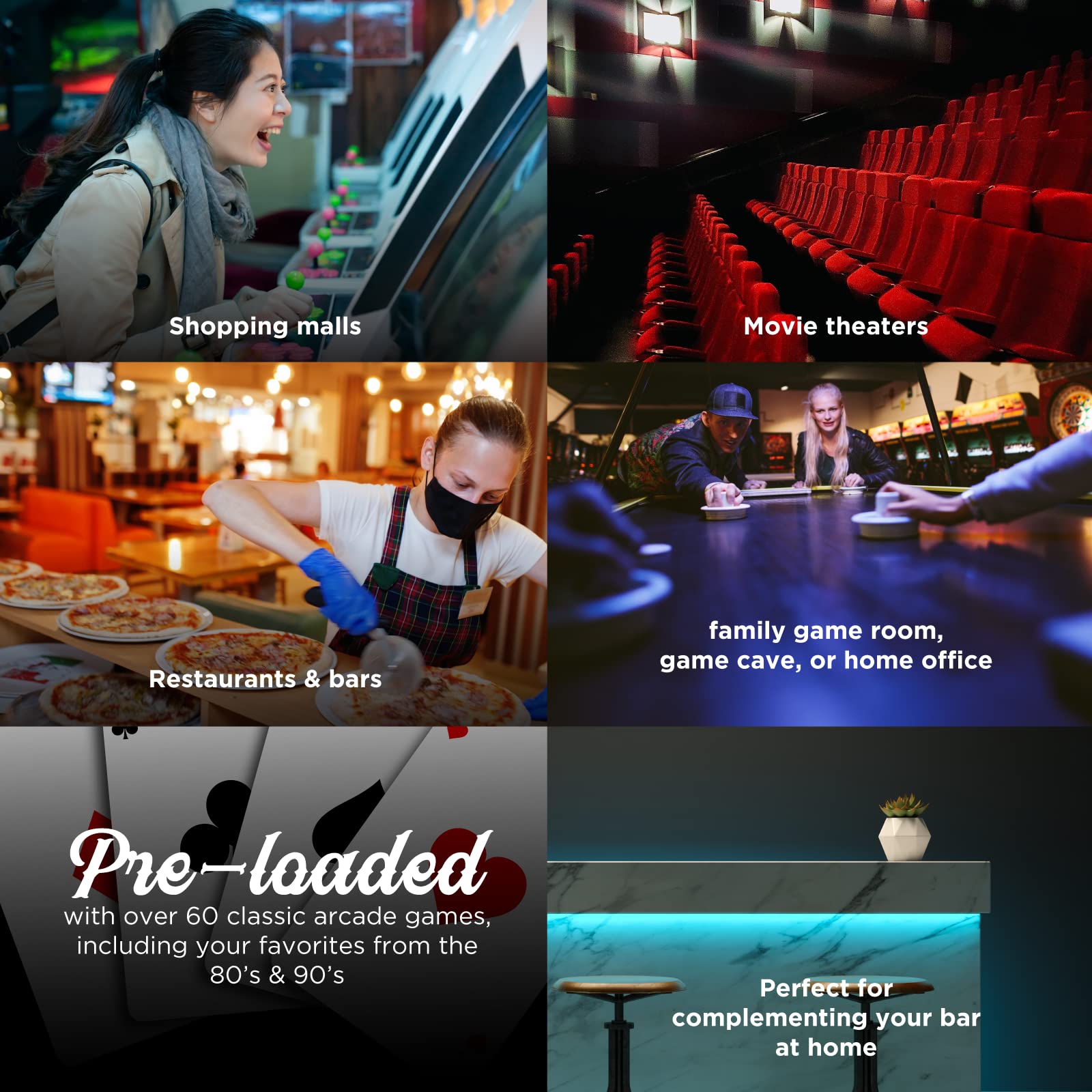 Creative Arcades Full-Size Commercial Grade Machine -Pub Style Arcade Table for 2 Player Cabinet for Home, 412 Games, Multiplayer Control Panel and Screen Size 22 inch.