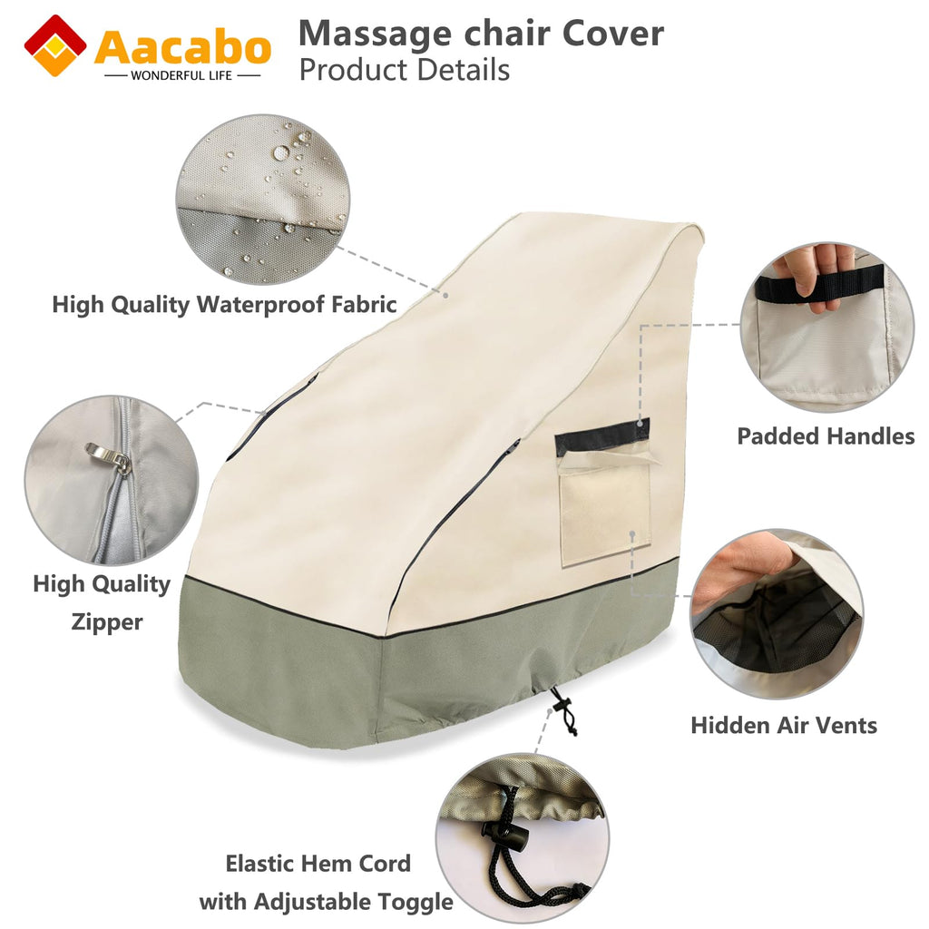 Massage Chair Cover 600D Oxford Cloth Full Body Shiatsu Massage Chair Protective Cover with Drawstring Waterproof Dustproof