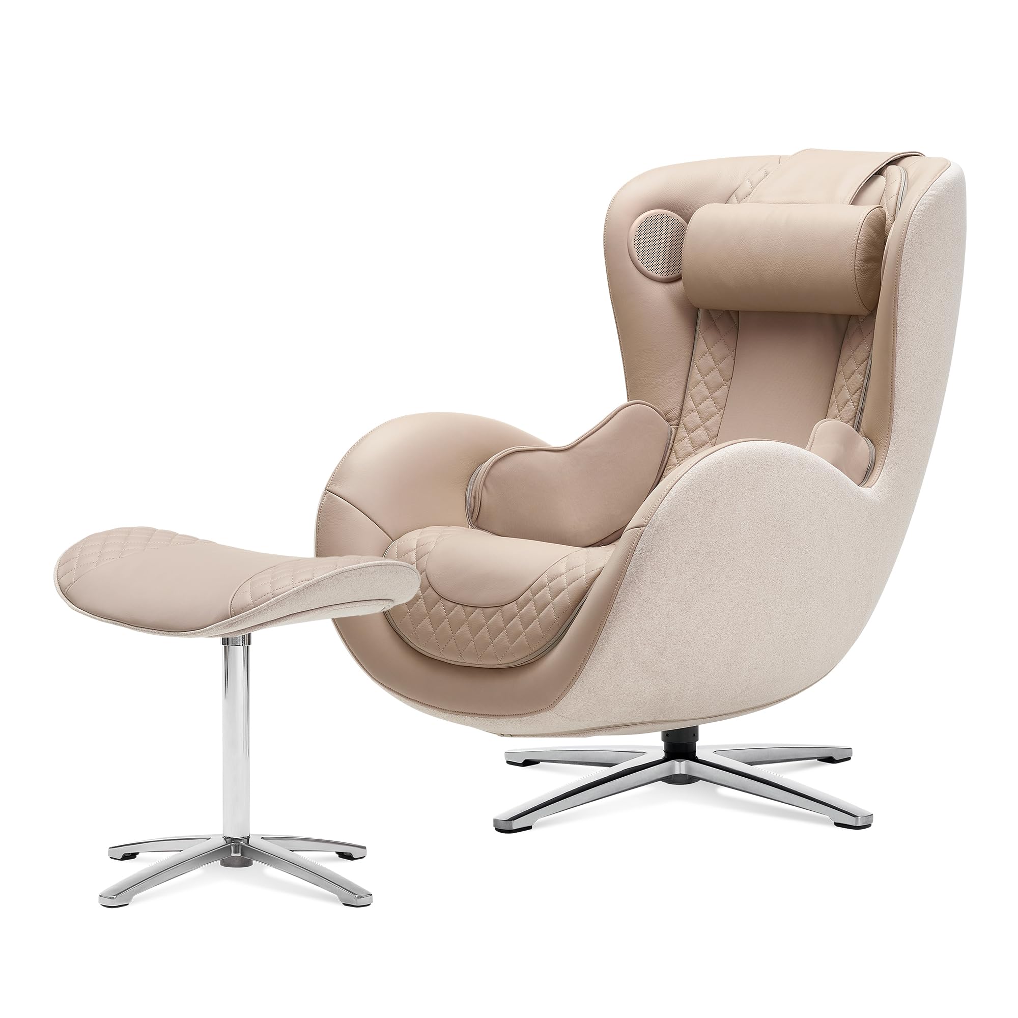 Nouhaus Classic Massage Chair with Ottoman – Caramel Leather Recliner with Percussive Shiatsu Massager, Built-in Speaker & Full Body Spot Massage – Ultimate Comfort for Home & Office