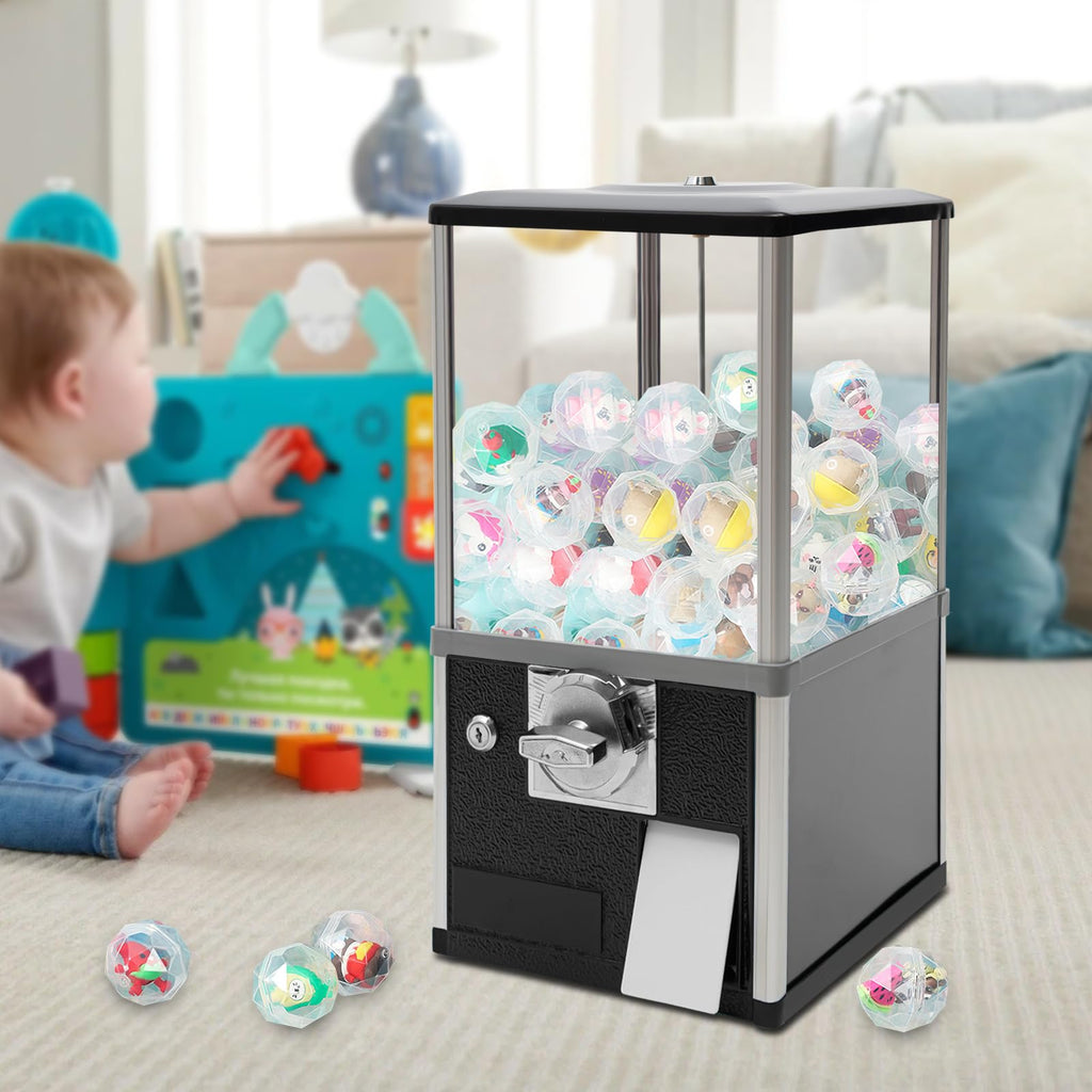 PERFERATE 25 Cents Coin Operated Vending Machine Commercial Gumball Machine for 1.8"-2" Balls Toy Capsule Vending Machines Gashapon Machines for Retail Stores Shopping Mall, 20" H (Green)