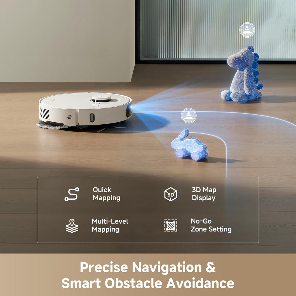 DREAME D30 Ultra CE Robot Vacuum and Mop with Auto Dust Emptying, 25,000Pa Suction, 0.41in Mop Lifting, Multifunctional Base Station, Mop Self-Washing, Smart Obstacle Avoidance, Black